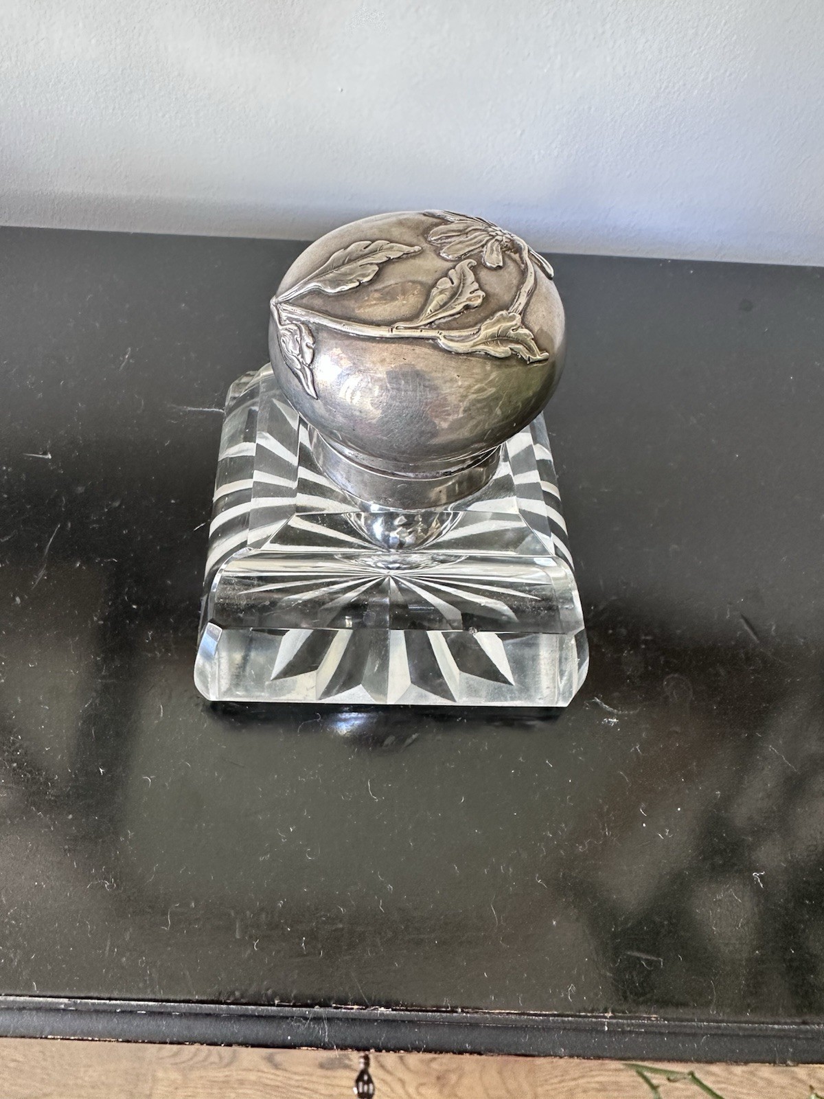 Imperial Russian Silver and Crystal Inkwell Imperial Russian Silver and Crystal Inkwell