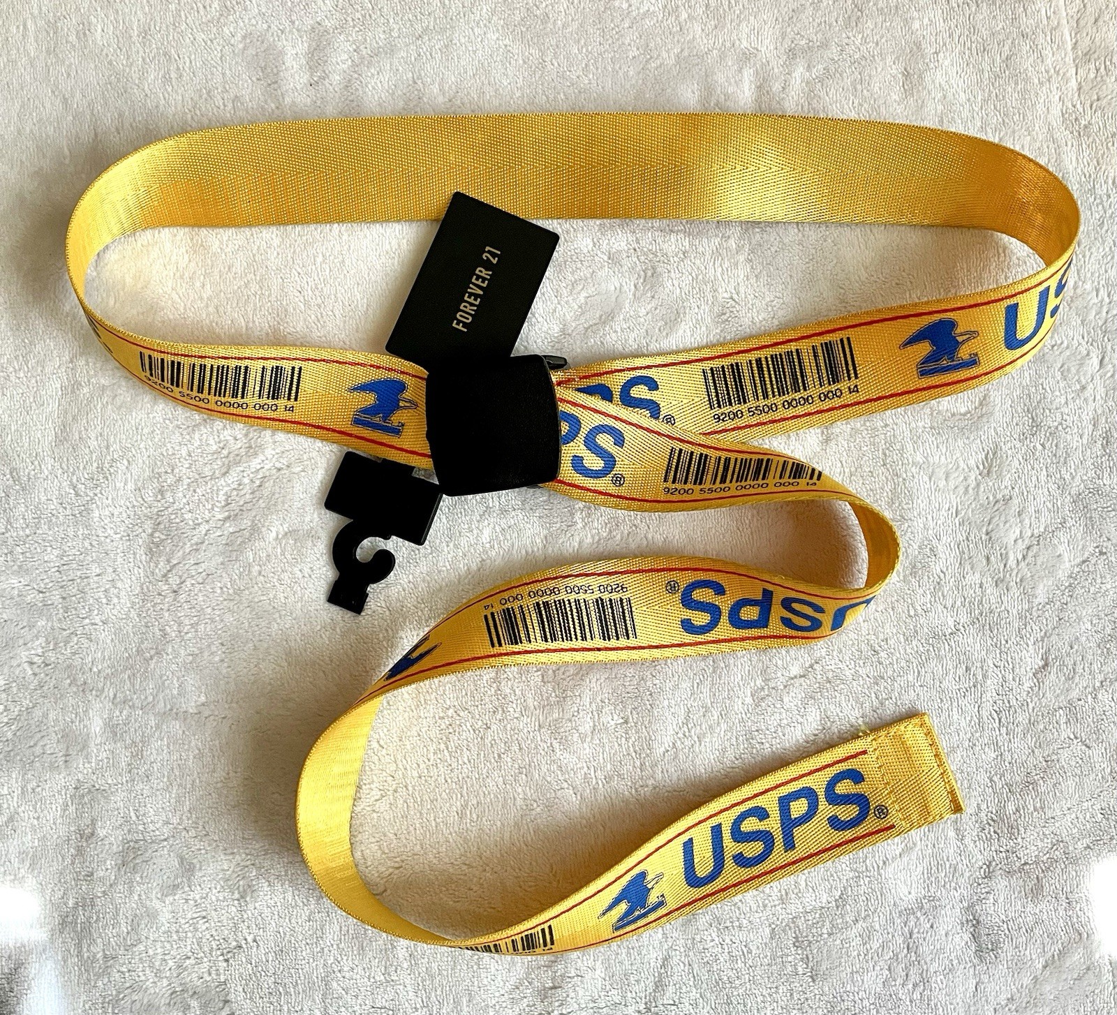 Rare Forever 21 USPS Belt One Size Synthetic Unisex Yellow 56” x 1.5\