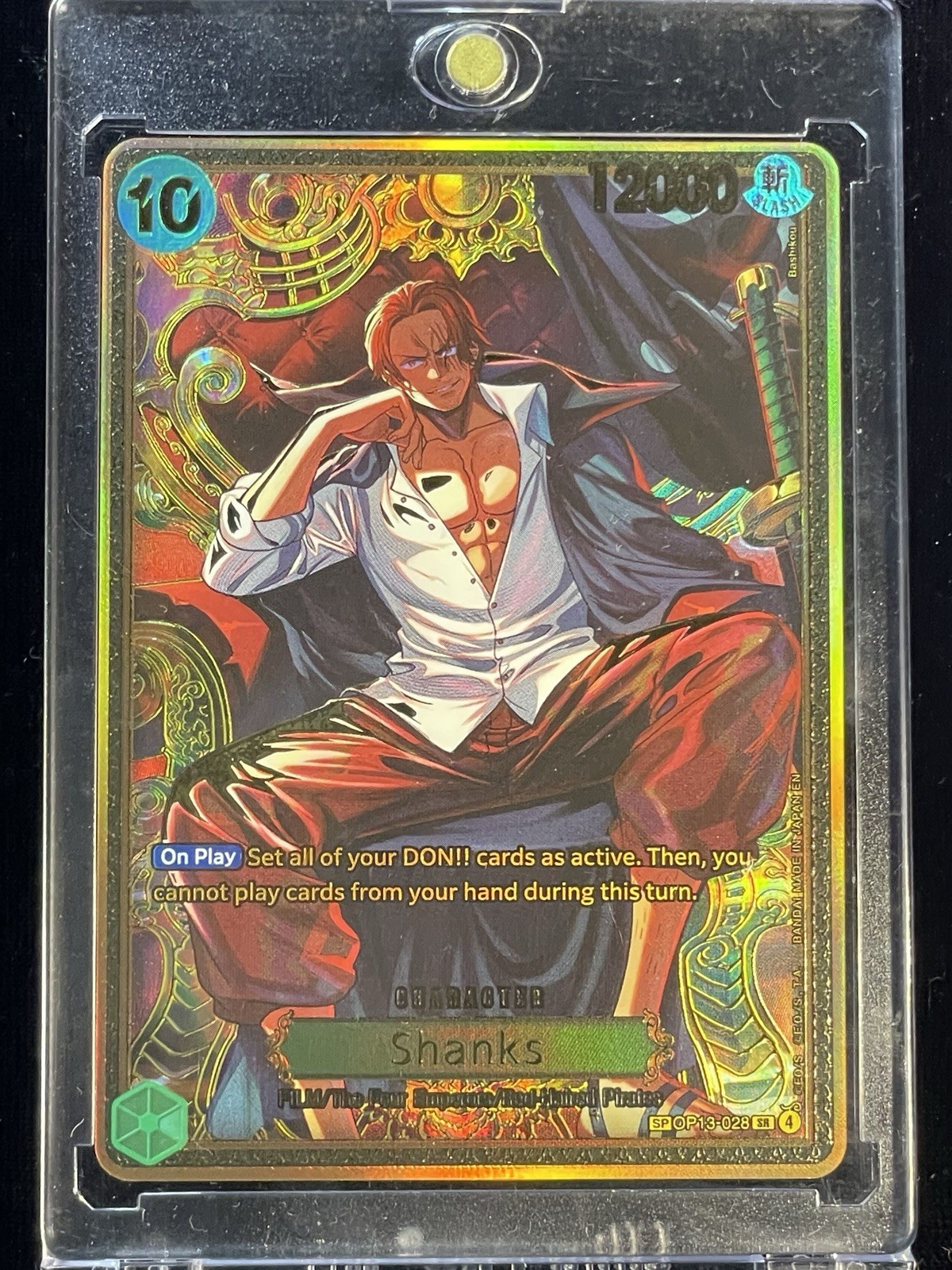 One Piece OP13-028 Shanks Green Full Art Gold Foil SP