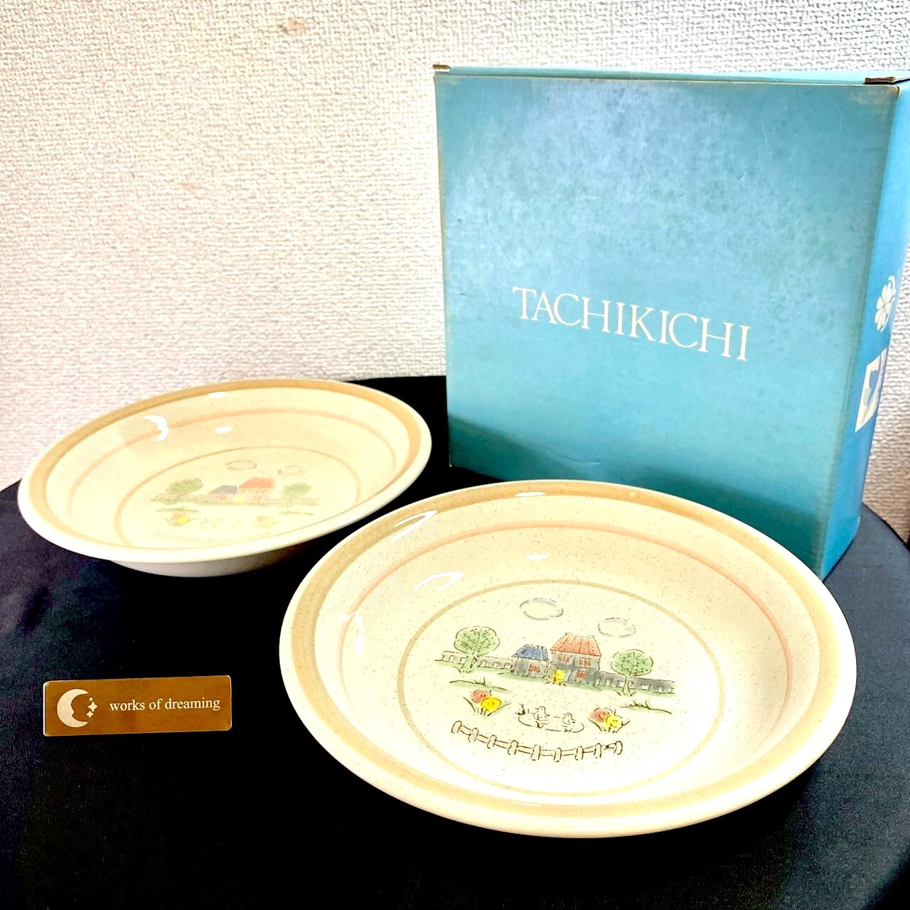 Collectible 2 per box Tachikichi Kyoto Japan plates dishes 8 inch nostalgic