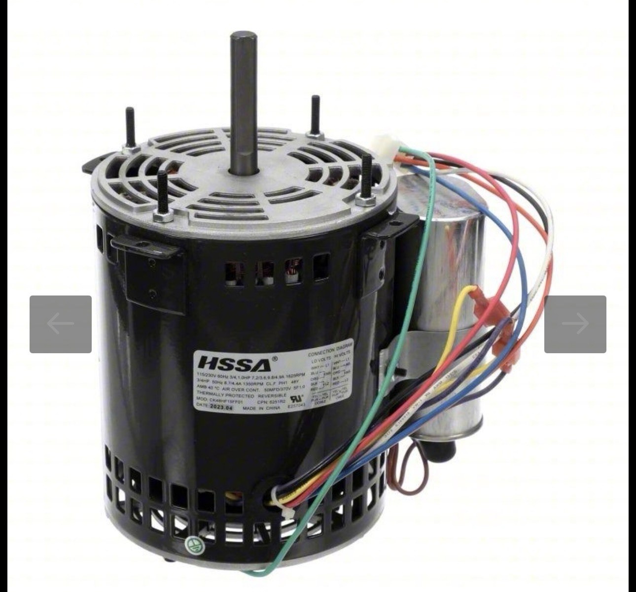CAPTIVE-AIRE Motor 3/4 HP 1625 Rpm CAPTIVE-AIRE Motor 3/4 HP 1625 Rpm