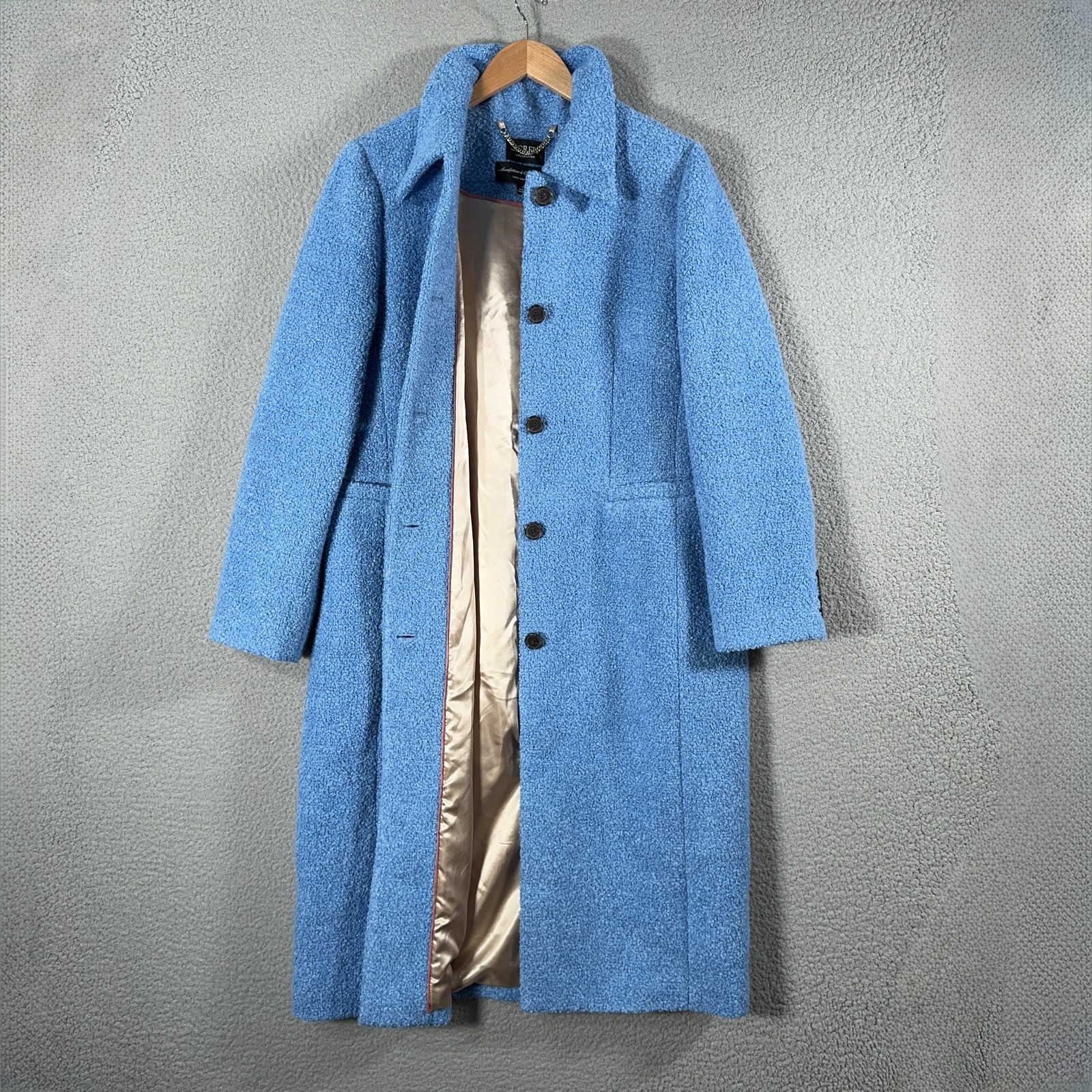 J Crew Collection Italian Wool Boucle Coat Womens 12 A Line Topcoat Blue Jacket