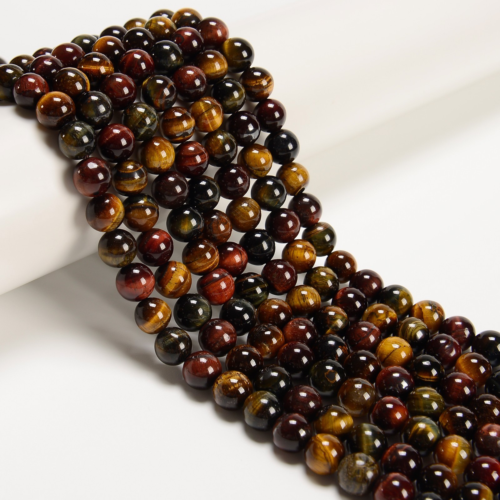 Multi-Color Tiger Eye Smooth Round Beads 4mm 6mm 8mm 10mm 12mm 15.5\
