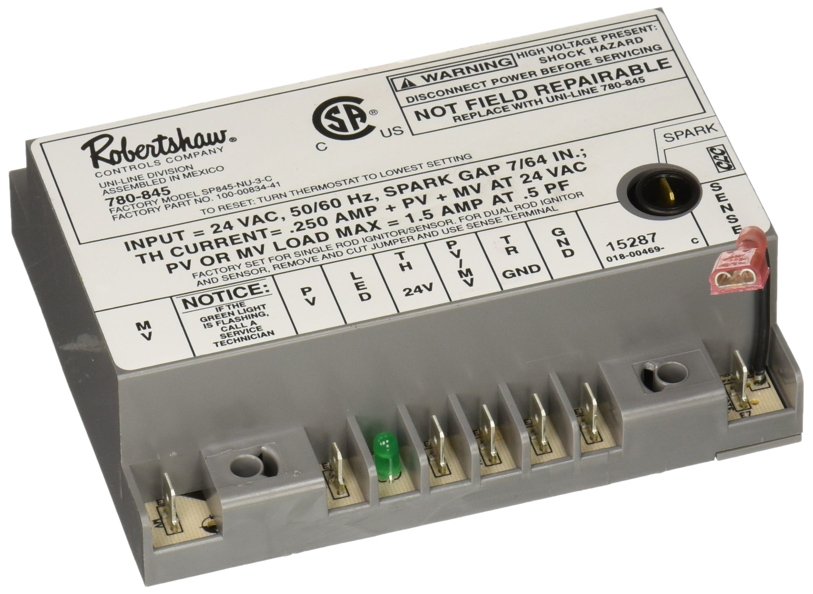 Robertshaw 780-845 Ignition Module Intermittent Pilot 24V