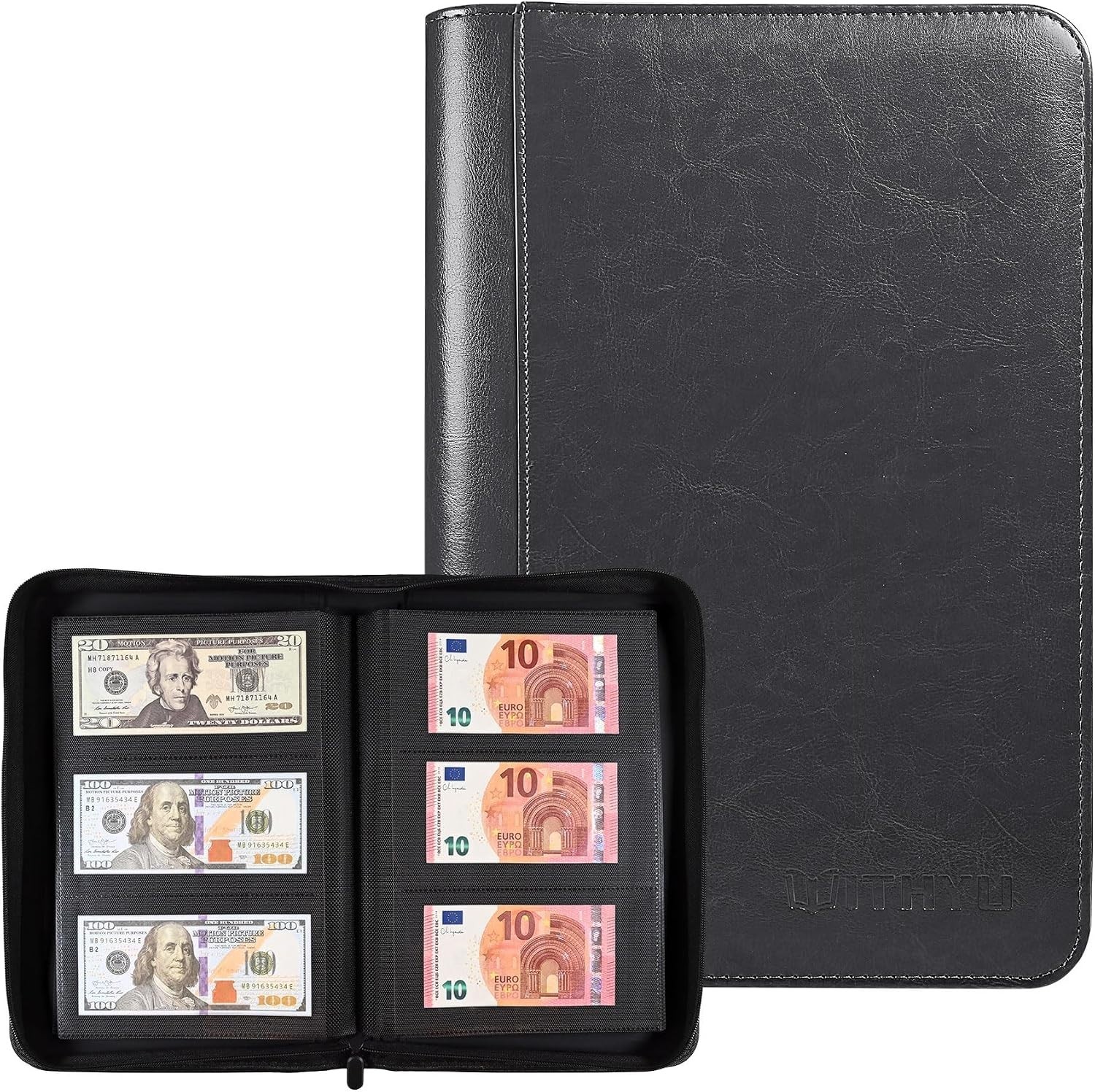 Currency Album with 180 Pockets - Expandable 3-Ring Binder Currency Organizer w Currency Album with 180 Pockets - Expandable 3-Ring Binder Currency Organizer w