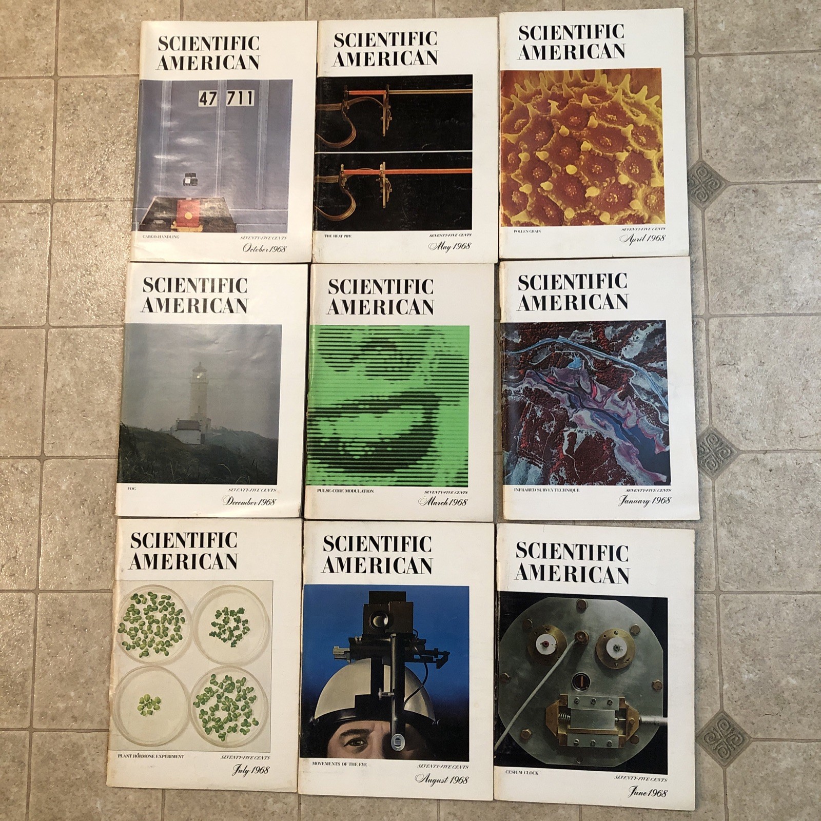 Lot Of 9 Vintage Scientific American 1968 Magazines With Original Slipcase