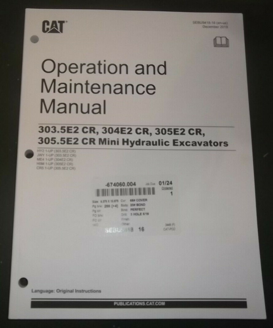 CAT CATERPILLAR 303.5E2 304E2 305E2 305.5E2 CR OPERATION & MAINTENANCE MANUAL 
