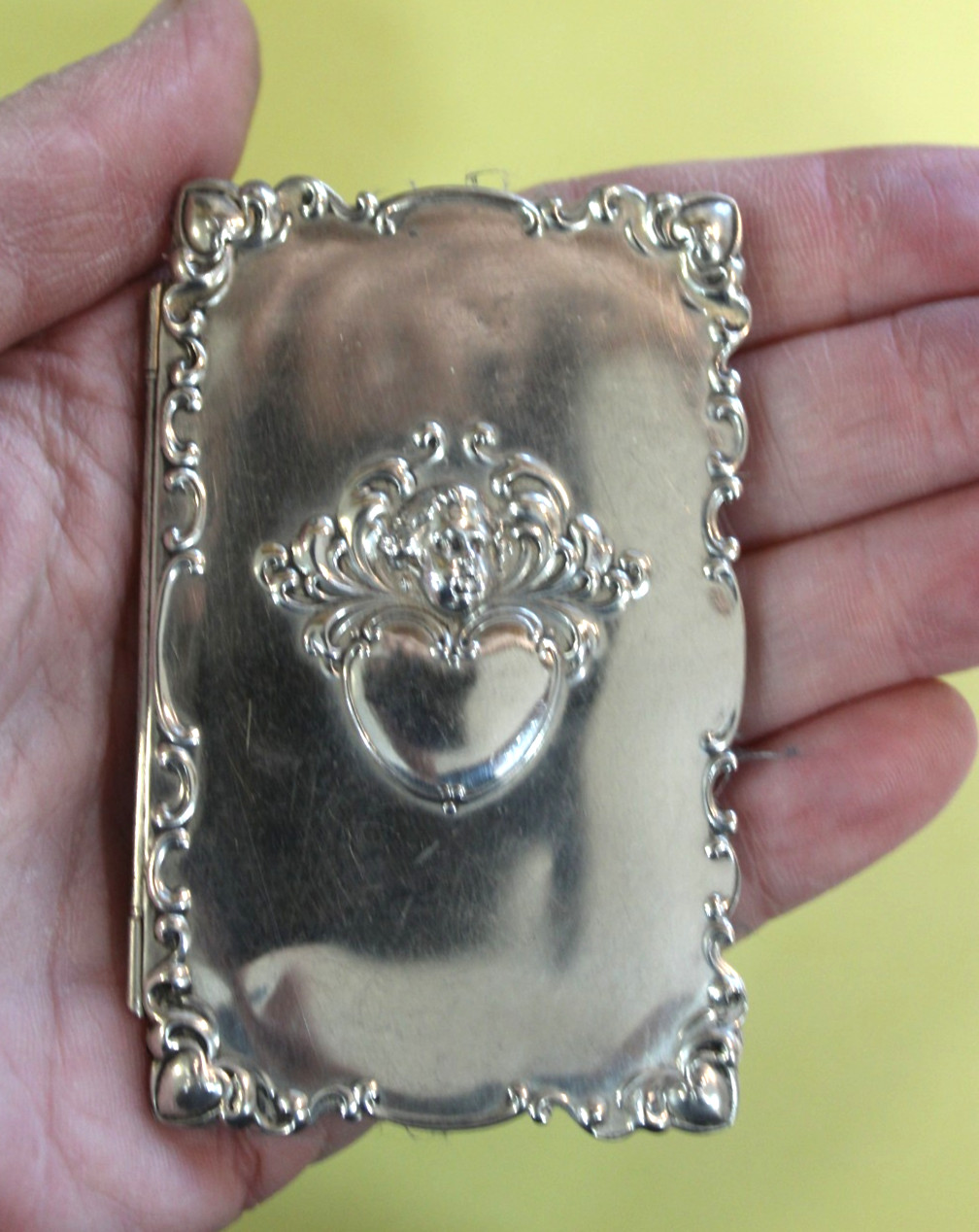 Rare Antique Repoussé Sterling Silver Hallmarked Notepad Note Book Cherub Heart Rare Antique Repoussé Sterling Silver Hallmarked Notepad Note Book Cherub Heart