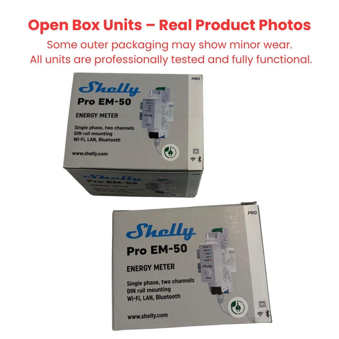 Shelly Pro EM-50 DIN Rail Energy Meter 2 Channel WiFi LAN Modbus w/ CT Open Box
