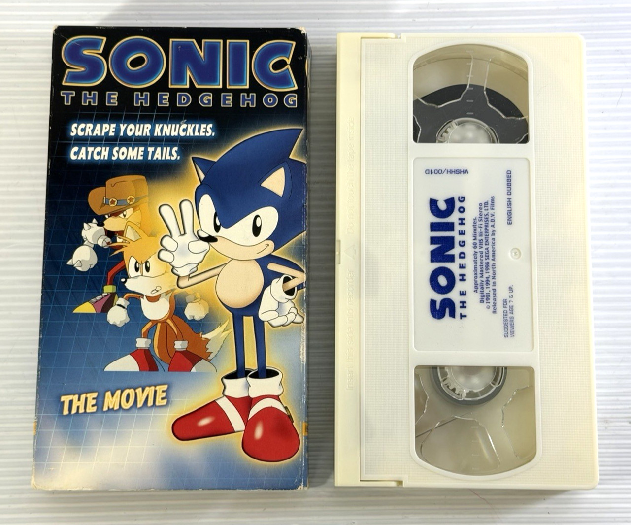 Vintage Sonic the Hedgehog: The Movie 1991 White VHS 1999 SEGA ADV Films Rare