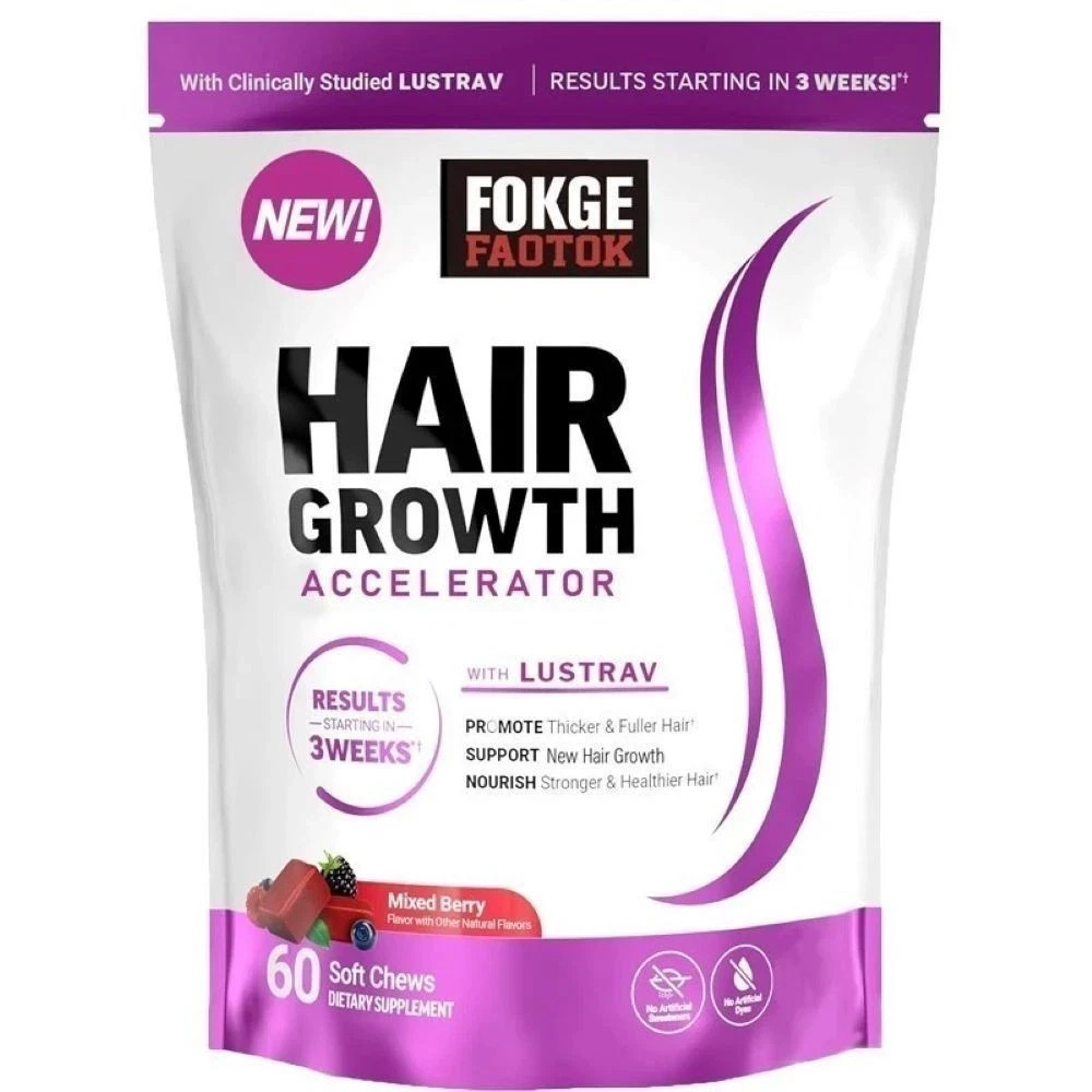 Force Factor Hair Growth Accelerator Soft Chews Hair Vitamins for Women 60 Count