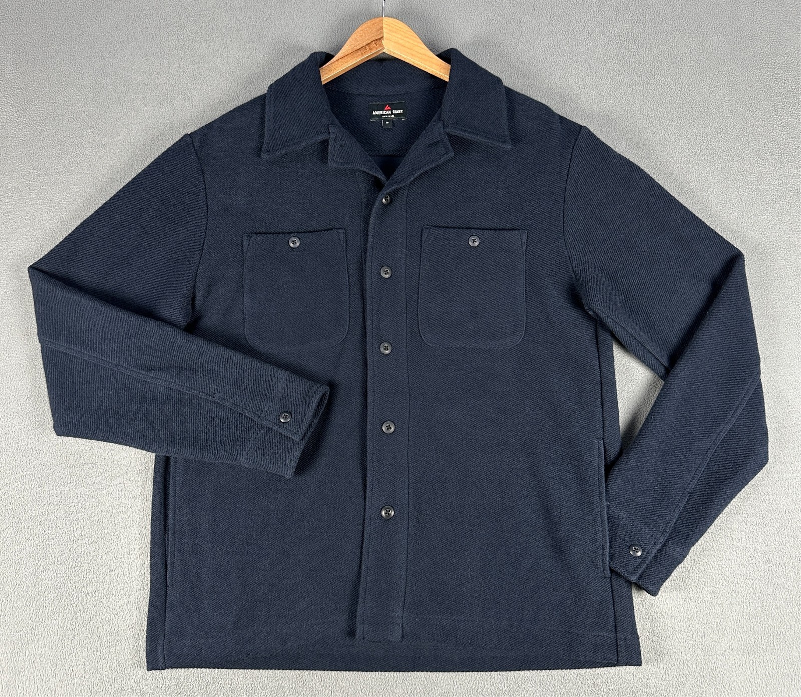 American Giant Shirt Shacket Medium Navy Blue Heavyweight Twill Minimalist Luxe American Giant Shirt Shacket Medium Navy Blue Heavyweight Twill Minimalist Luxe