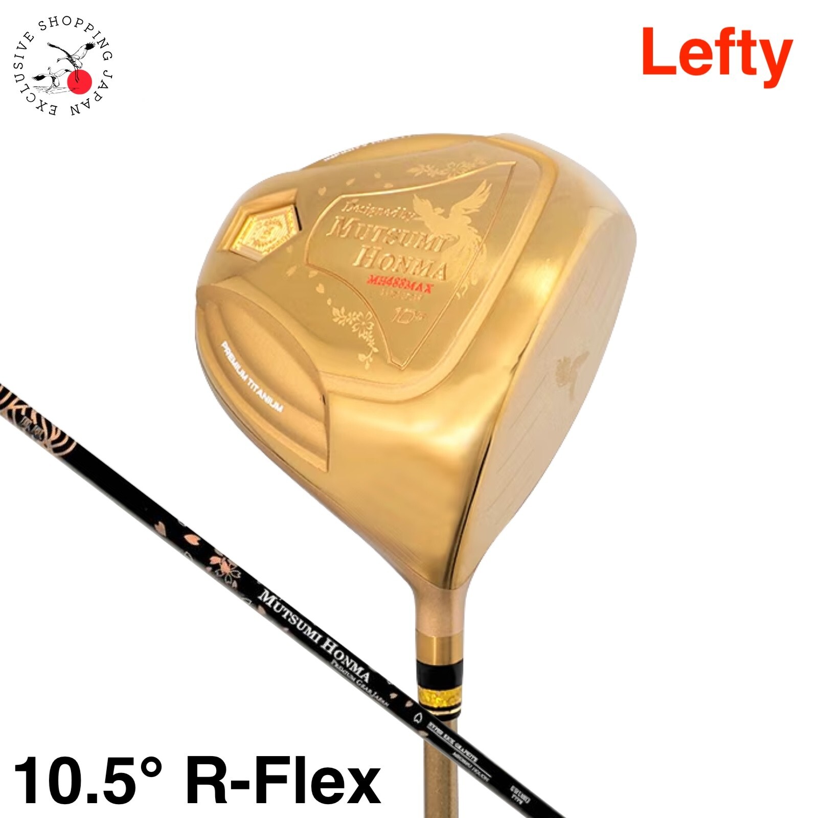 Mutsumi Honma Golf Lefty MH488 MAX Gold Driver Phoenix 10.5° LH Graphite R-Flex 