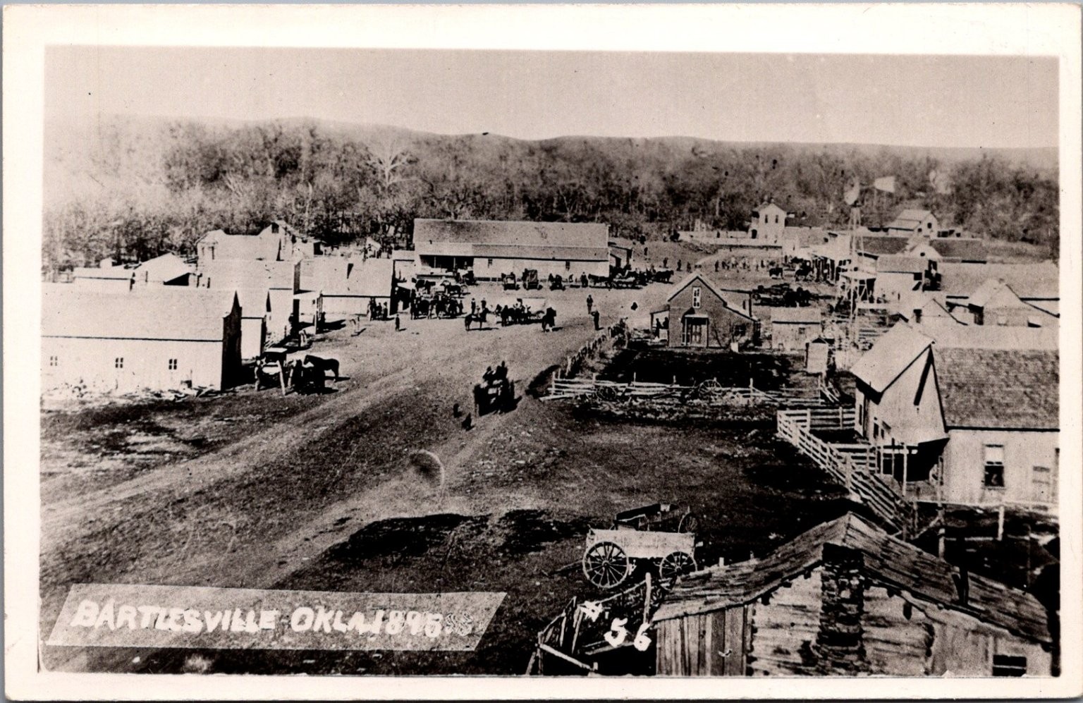 Bartlesville Oklahoma 1895 RPPC Old West Town View Horse Wagons