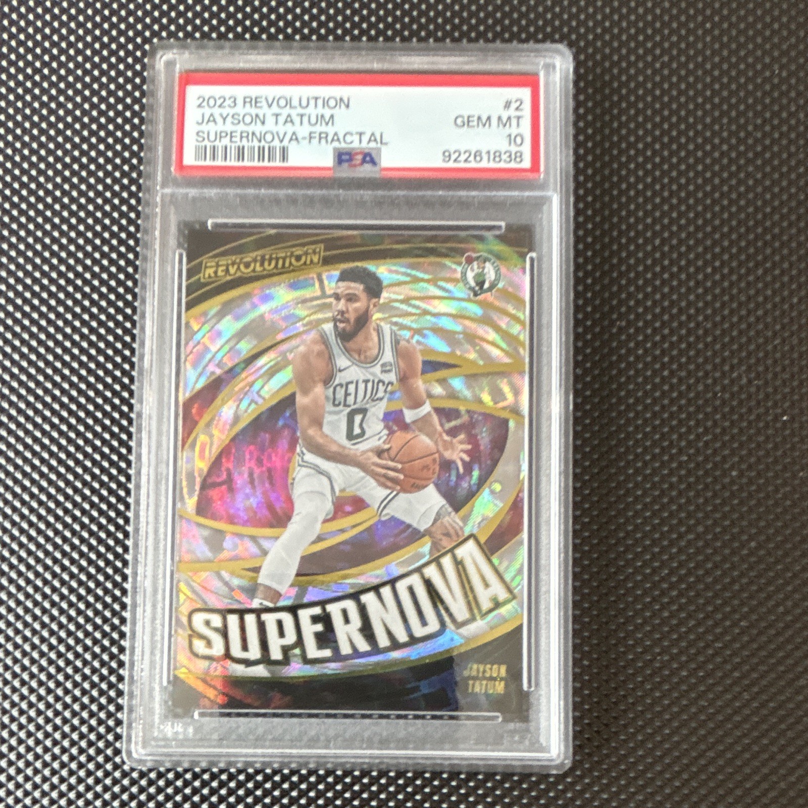 Panini 2023-24 Revolution Jayson Tatum Supernova Fractal #2 Celtics PSA 10