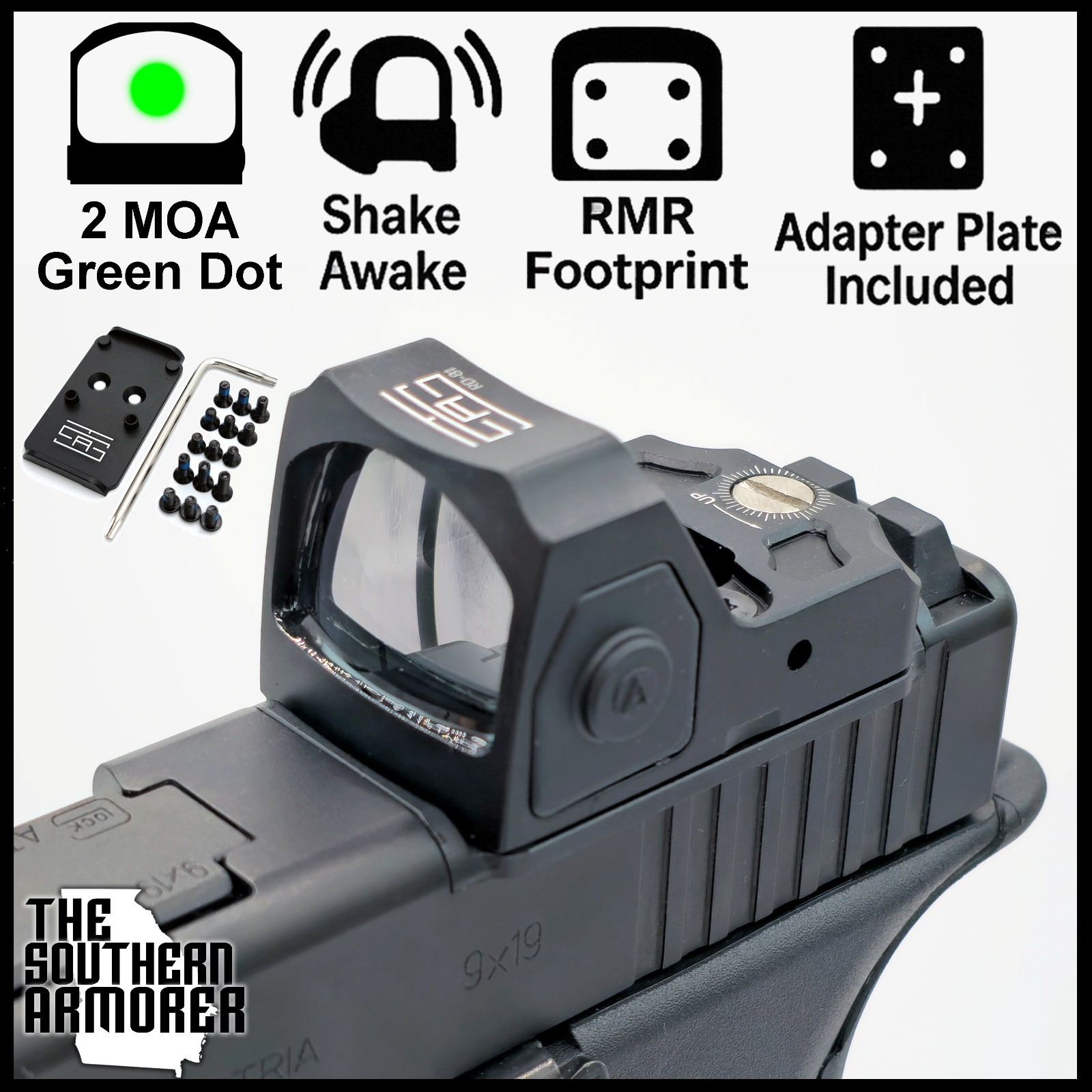 2 MOA Green Dot Sight RMR Footprint for GLOCK® MOS / M&P® / P320® / CZ P-10