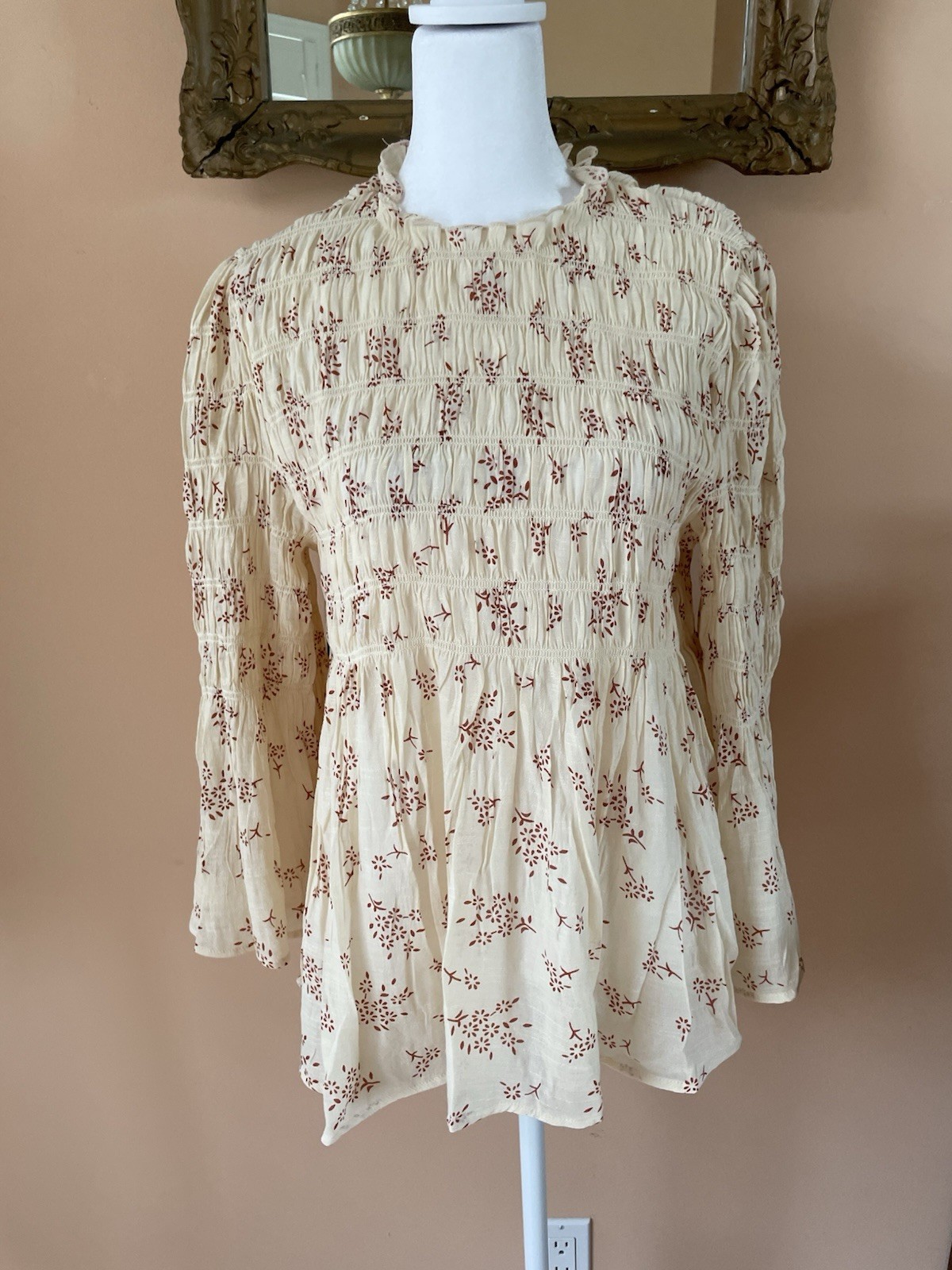 ADIVA Floral Rayon Poly Stretch Crinkly Angel Wing Sleeve Pullover Top Lg ADIVA Floral Rayon Poly Stretch Crinkly Angel Wing Sleeve Pullover Top Lg