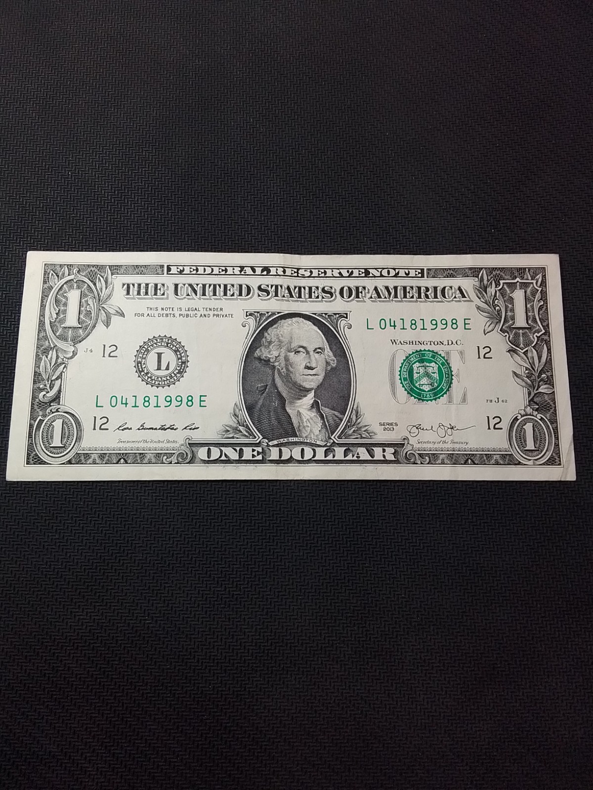 Fancy Serial Number Birthday Note $1 L04181998E, April 18th,1998,From 2021. Fancy Serial Number Birthday Note $1 L04181998E, April 18th,1998,From 2021.