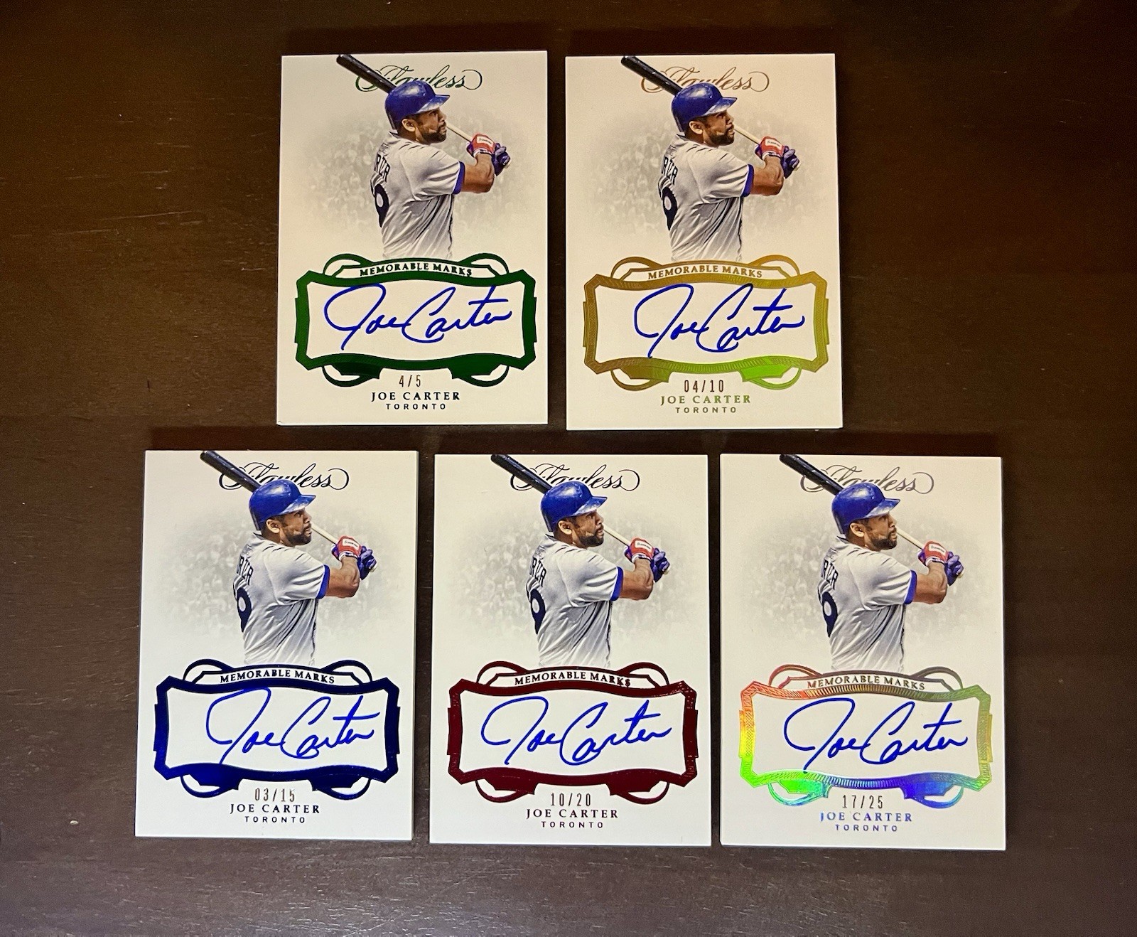2019 FLAWLESS JOE CARTER MEMORABLE MARKS AUTO RAINBOW - /5, /10, /15, /20, /25