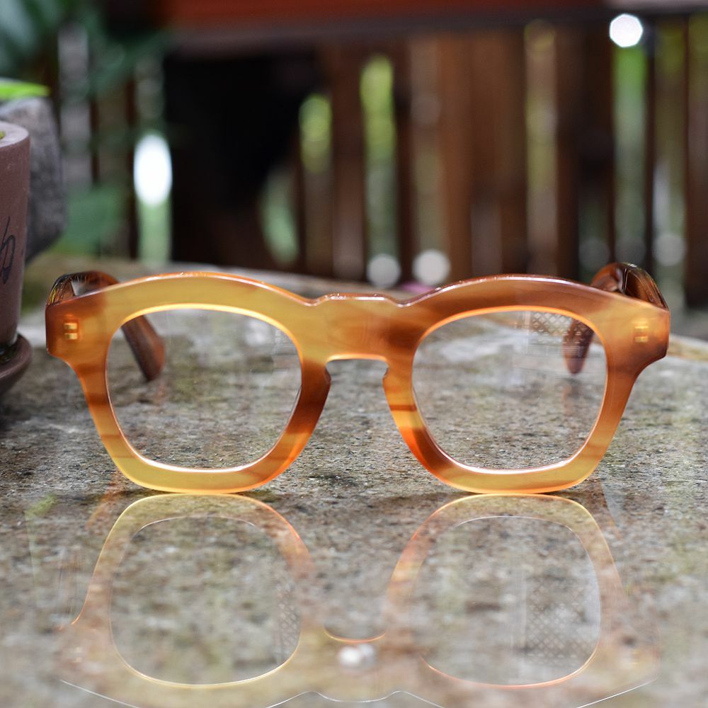 Vintage blonde acetate eyeglasses men's golden glasses women's retro eyewear