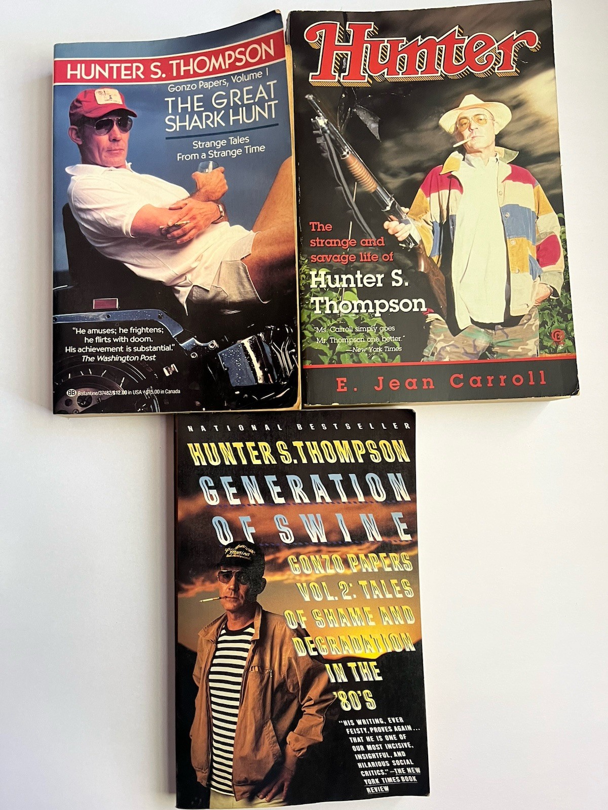 Hunter S. Thompson Book Lot The Gonzo Papers Generation Of Swine E. Jean Carroll