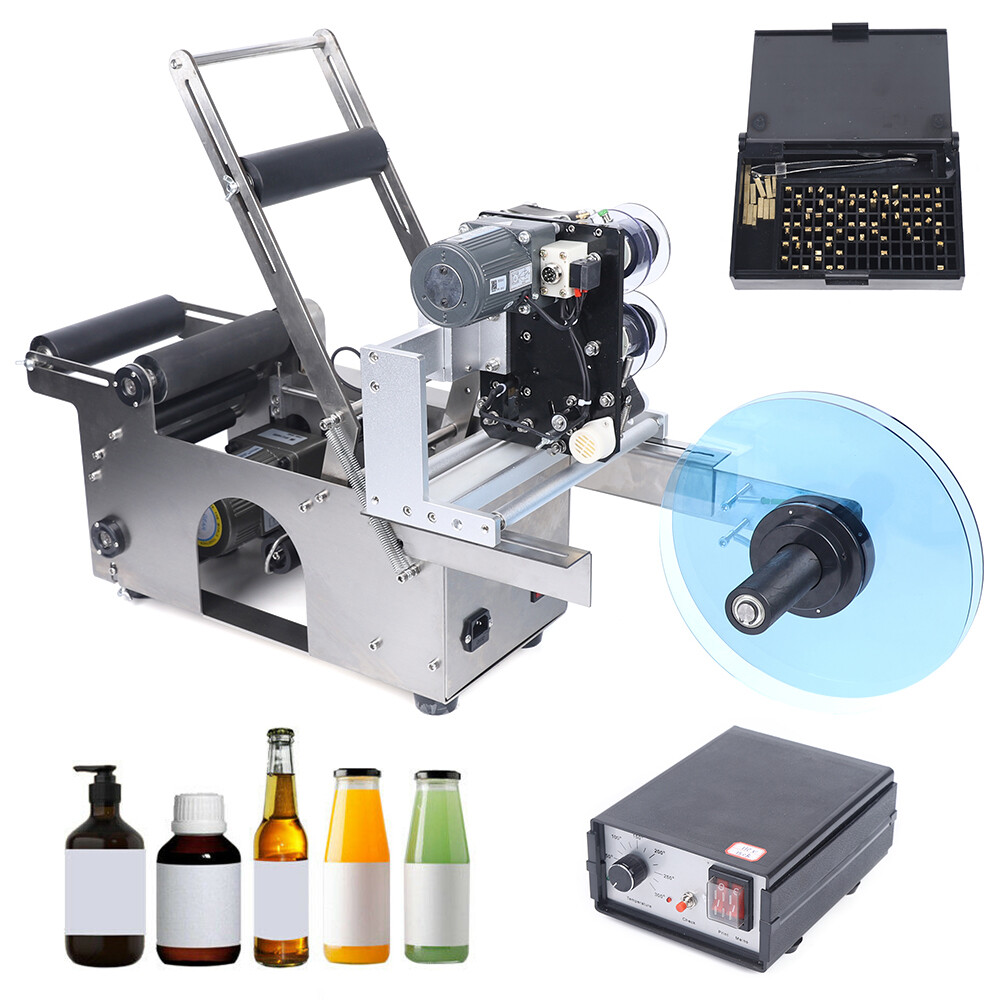 Semi-Automatic Round Bottle Labeling Machine, 20-40pc/Min Labeling Speed Labeler Semi-Automatic Round Bottle Labeling Machine, 20-40pc/Min Labeling Speed Labeler