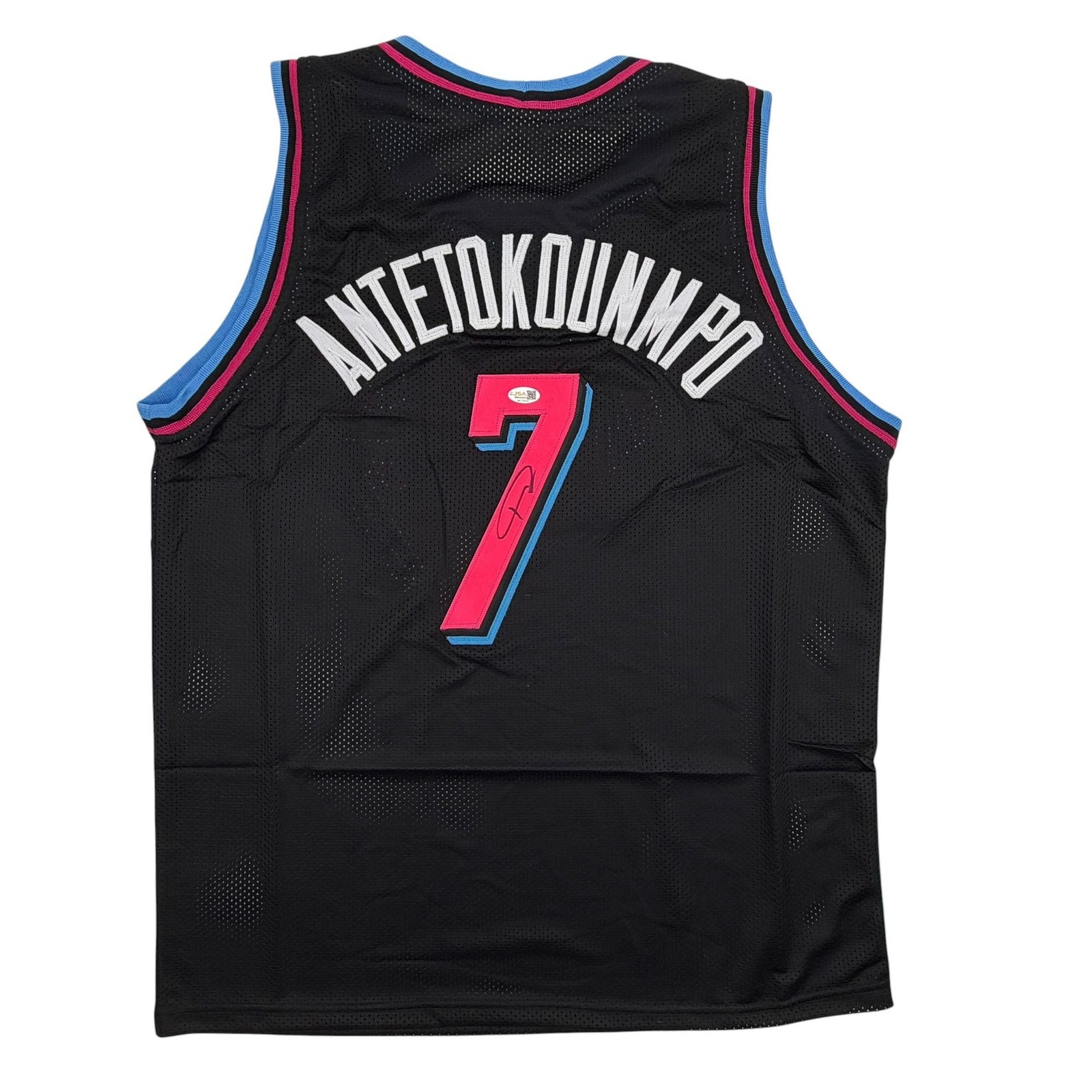 Autographed/Signed Giannis Antetokounmpo #7 Heat Black Vice Jersey JSA COA