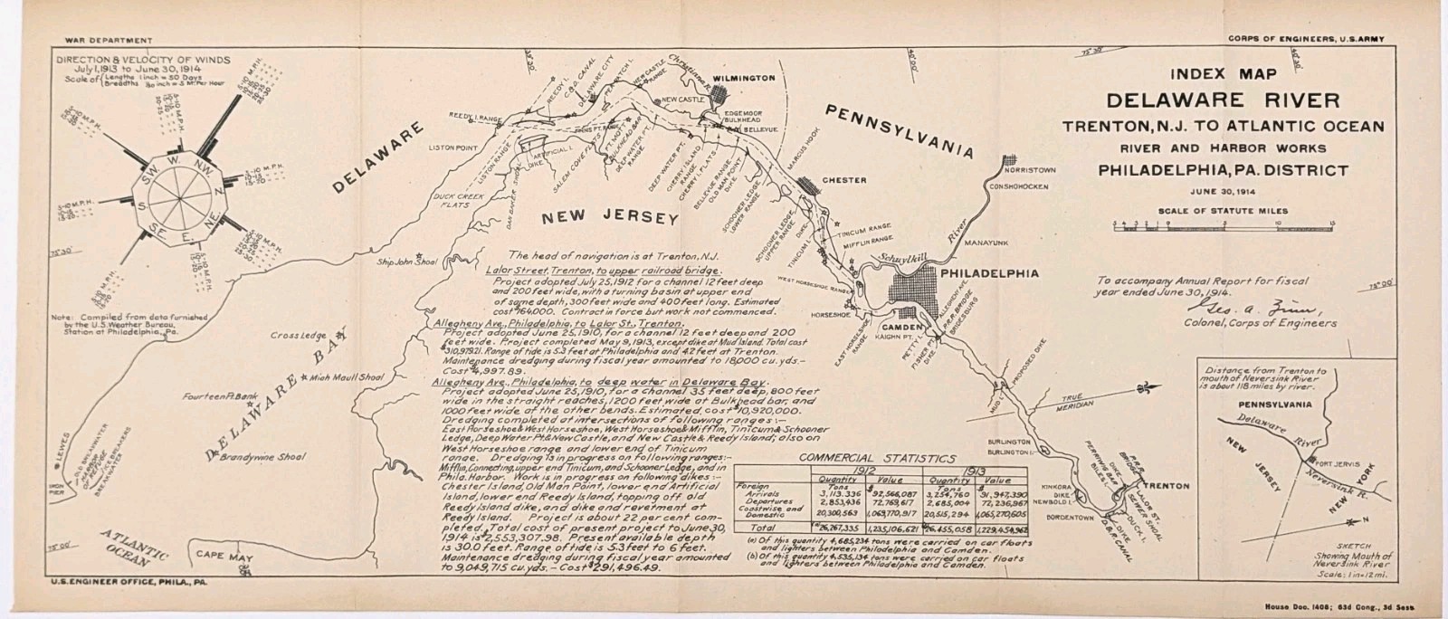 1914 DELAWARE River Map NEW JERSEY - PENNSYLVANIA - DELAWARE BAY Nautical Survey 1914 DELAWARE River Map NEW JERSEY - PENNSYLVANIA - DELAWARE BAY Nautical Survey