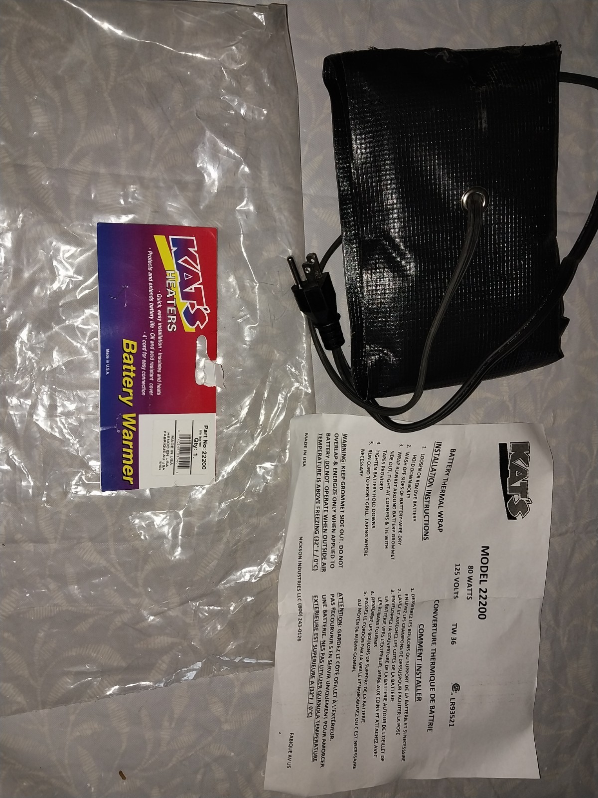 Kat's Heaters Battery Warmer 22200 Brand New (Opened Package) Guaranteed Kat's Heaters Battery Warmer 22200 Brand New (Opened Package) Guaranteed