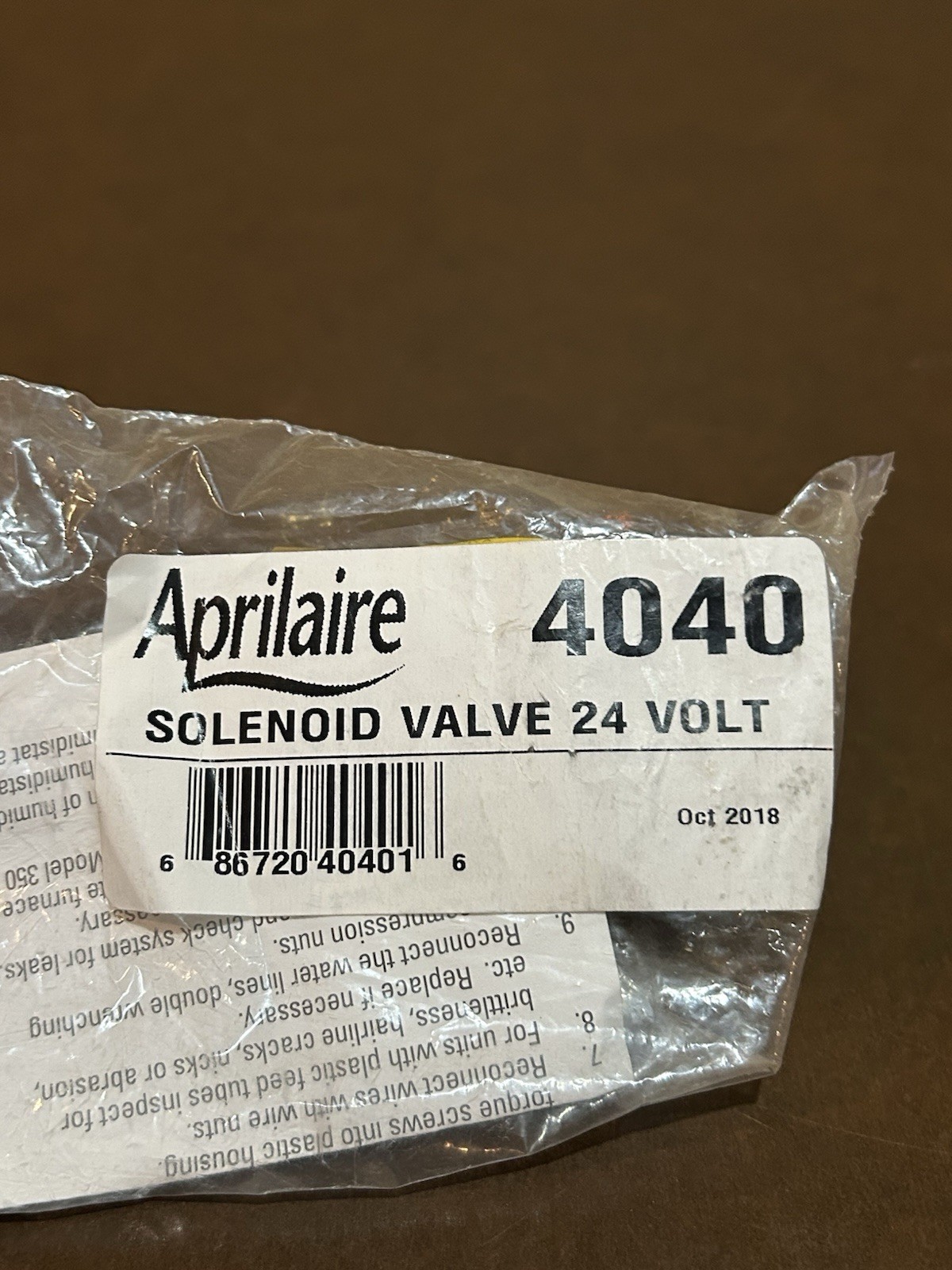Genuine Aprilaire 4040 Solenoid Valve 24V Humidifier OEM New Old Stock