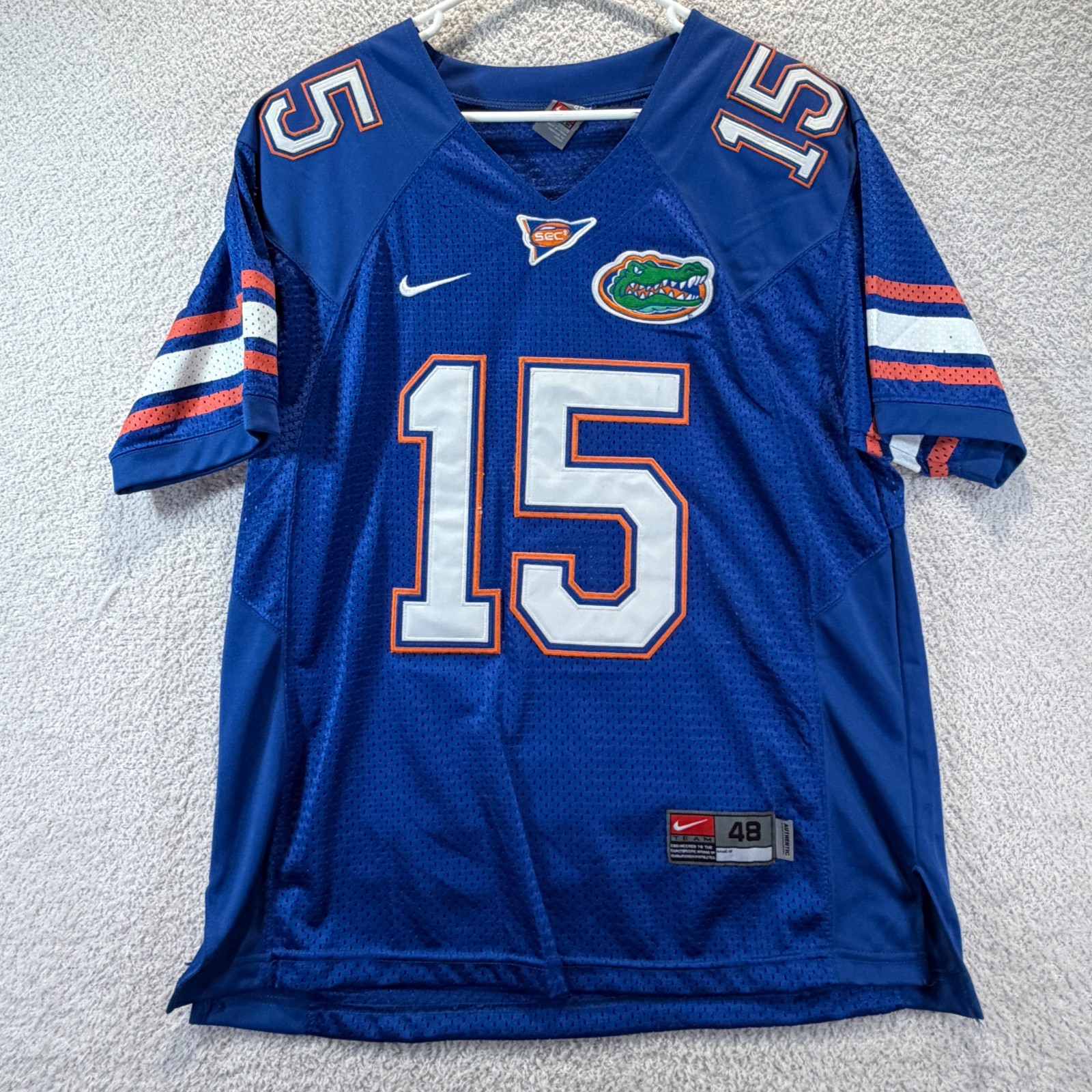 Rare VNT Nike Team Florida Gators Tebow 15 Jersey Mens M Blue Stitched Sewn SEC