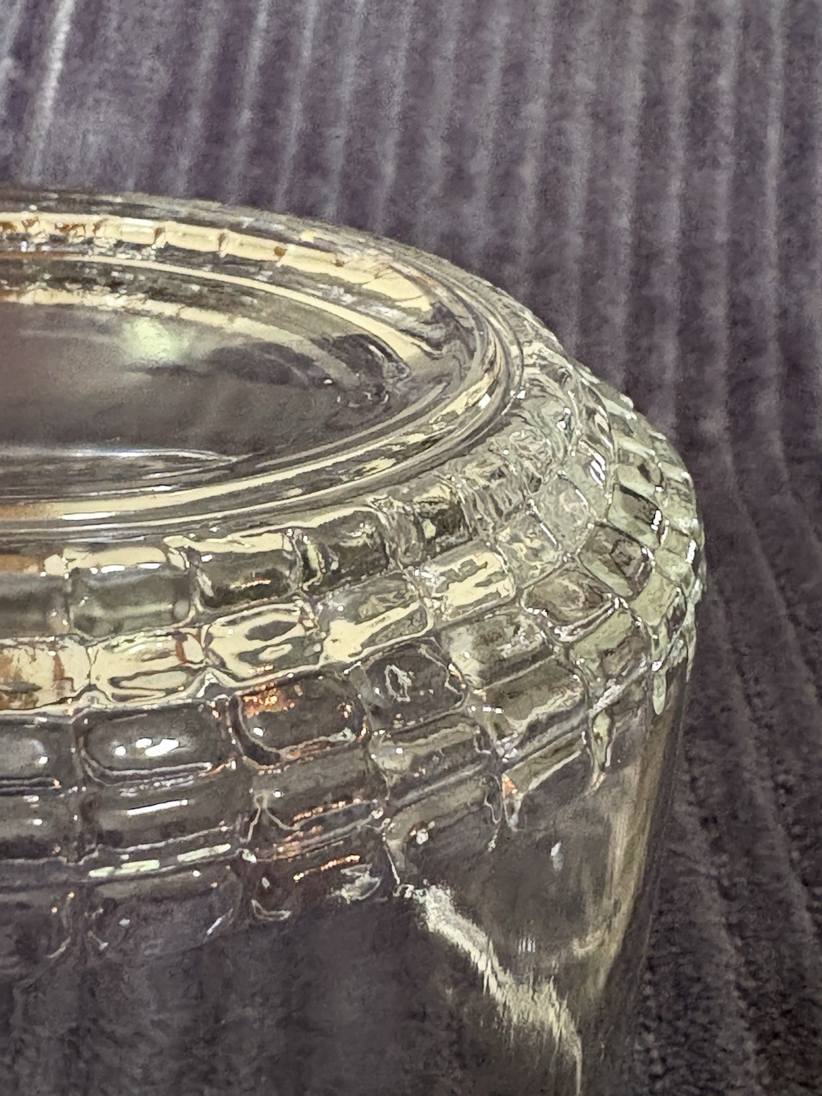 Vintage KIG Malaysia Clear Glass Cups Mugs Raised Geometric Pattern Set of 2 Vintage KIG Malaysia Clear Glass Cups Mugs Raised Geometric Pattern Set of 2