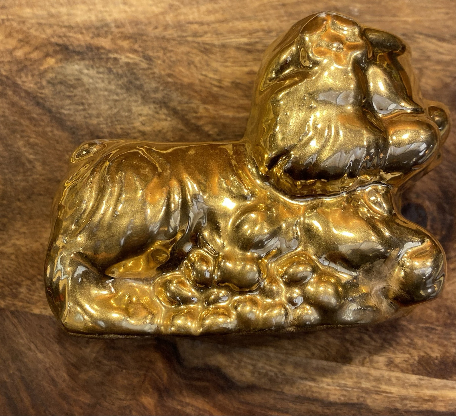 Vintage Planter MCM Gold Ceramic Dog Planter Molded Gold Overlay Vintage Planter MCM Gold Ceramic Dog Planter Molded Gold Overlay