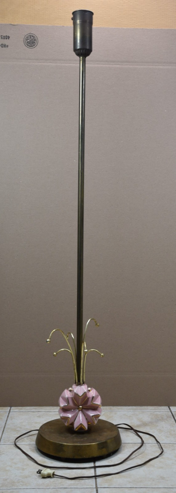 Vintage C Miller 1955 MCM Floor Lamp Pink Pottery Star Atomic Standing 53\