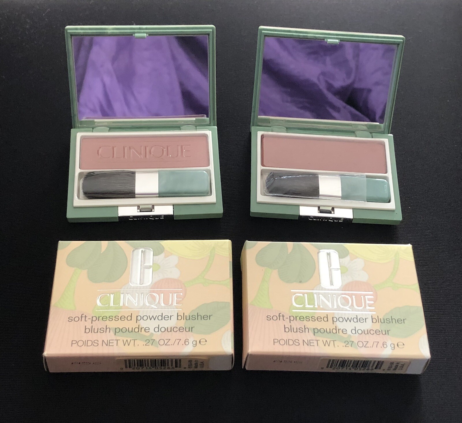 TWO CLINIQUE Soft-Pressed Powder Blushers 06 Fig  .27 oz /NIB Vtg