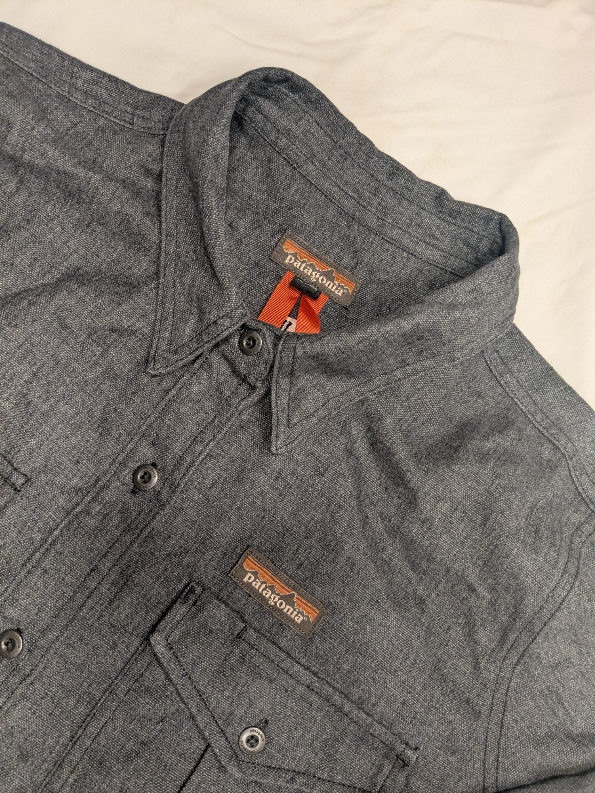 Patagonia Women\'s Farriers Shirt Gray Long Sleeve Button Up Top Hemp XL \