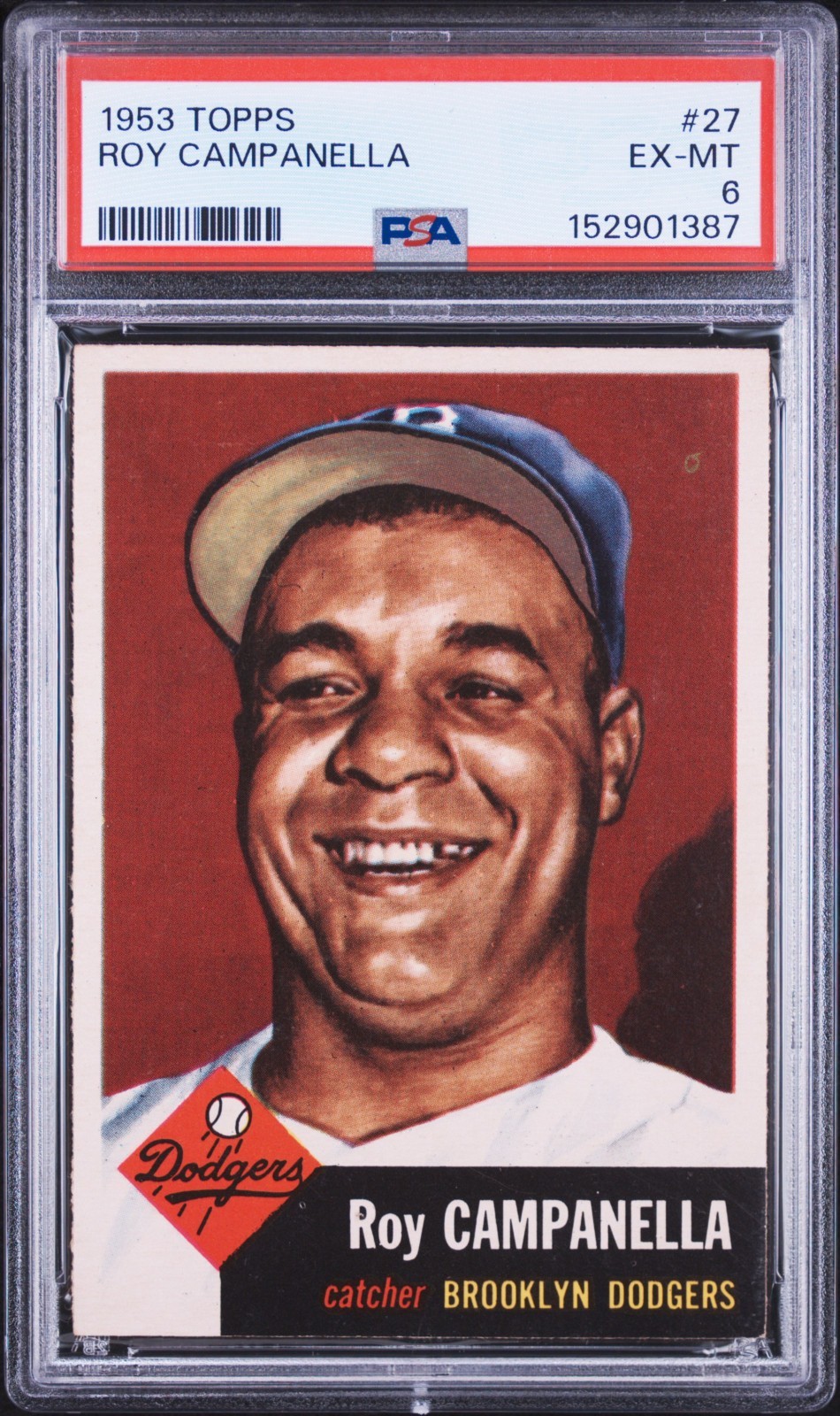 ROY CAMPANELLA 1953 Topps #27 PSA 6 EX-MT *Centered, Phenomenal Eye Appeal*