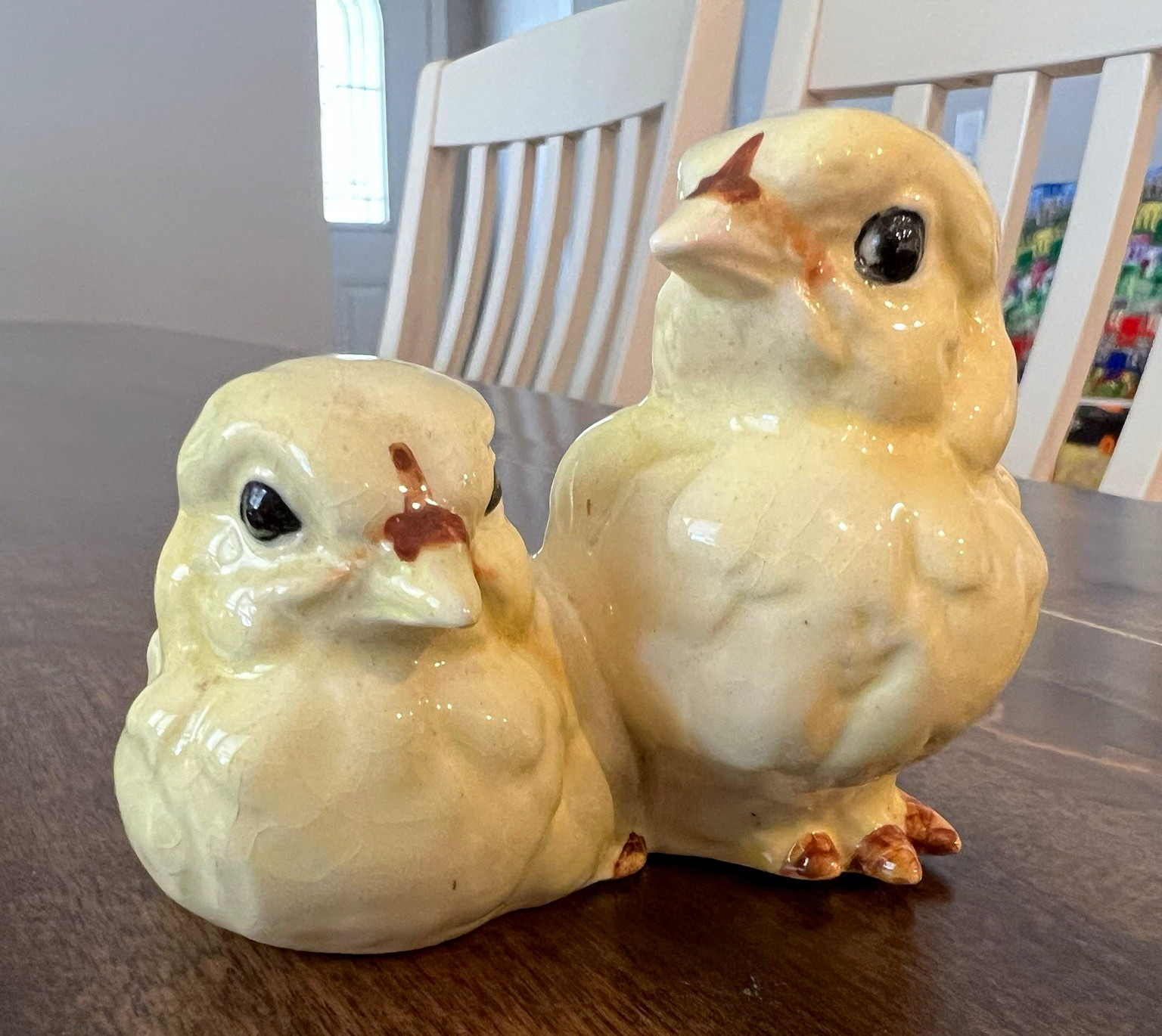 1975 Vintage Goebel W. Germany Chick Figurines Pair Yellow Glossy 3in 2.5in