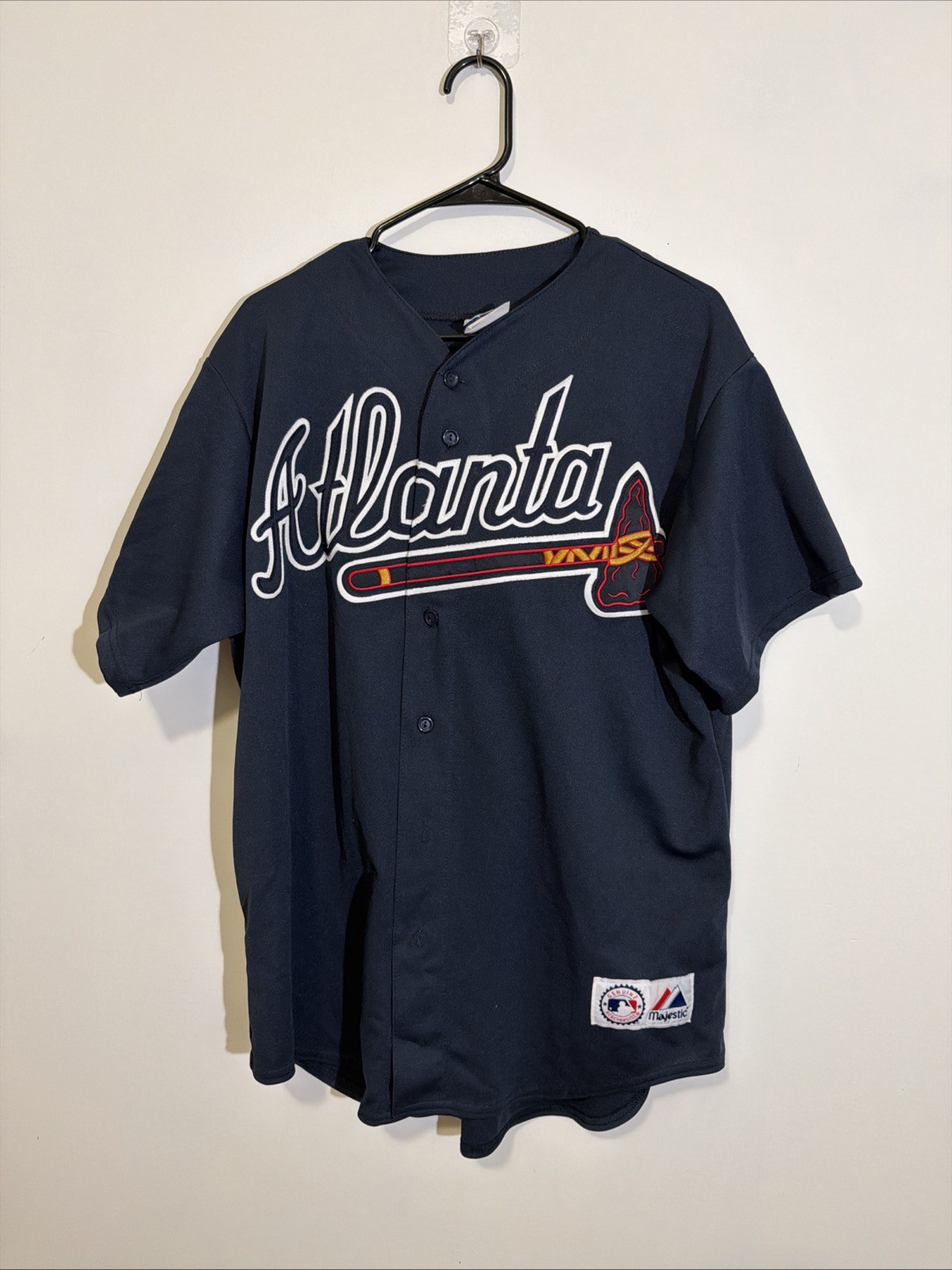 Vintage Majestic Atlanta Braves Navy Blue Alternate Baseball Jersey L USA Vintage Majestic Atlanta Braves Navy Blue Alternate Baseball Jersey L USA