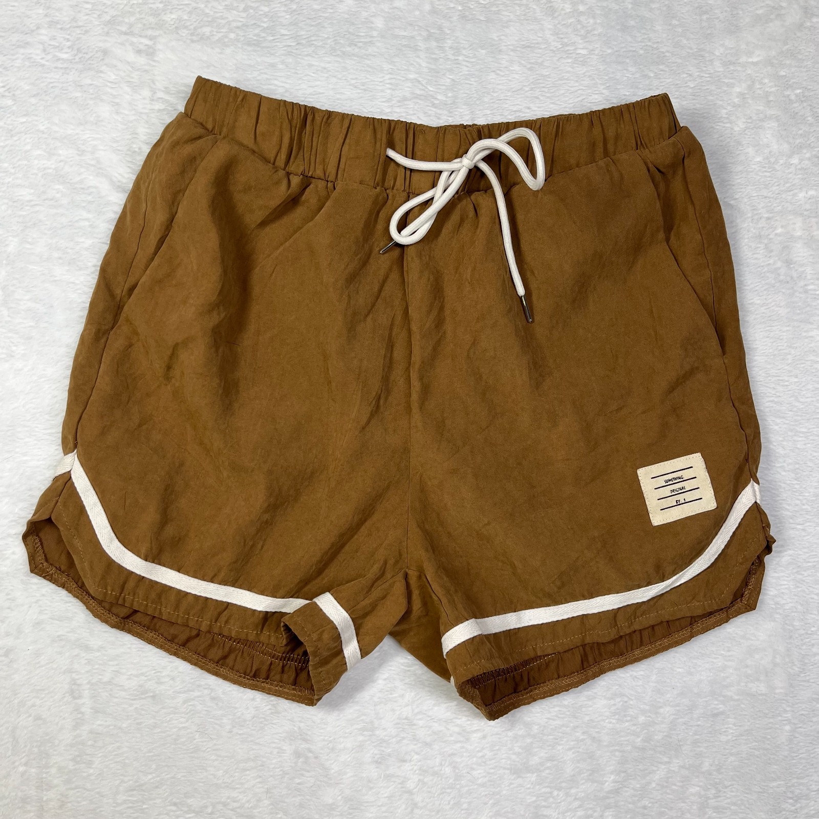 Shein Manfinity Homme Alphabet Patch Drawstring Waist Sweat Shorts Mens S Brown Shein Manfinity Homme Alphabet Patch Drawstring Waist Sweat Shorts Mens S Brown