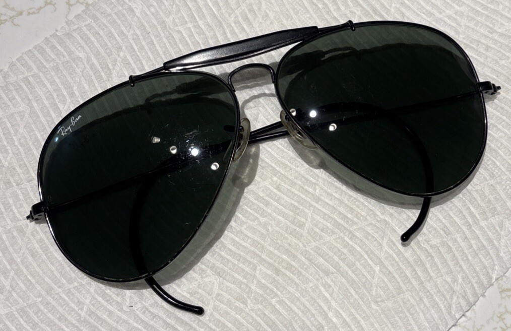 Vtg 80’s Ray Ban Aviator Sunglasses B&L Outdoorsman Survivors & Leather Case