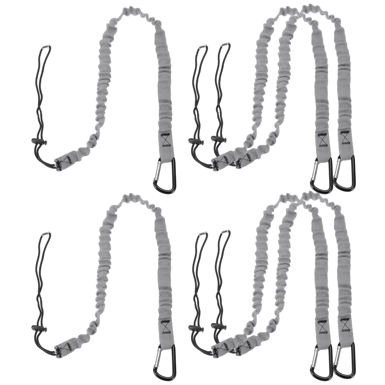 6Pcs 3.6ft Retractable Tool Lanyard with Metal Buckle Adjustable Loop, Gray