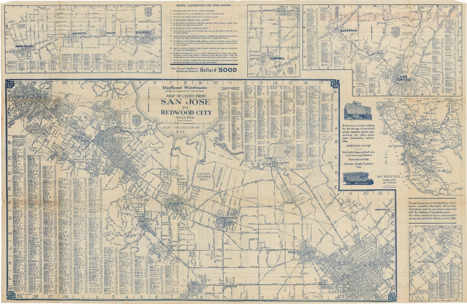 c. 1934 Thomas Bros. Map of San Jose, Santa Clara, & Vicinity (Silicon Valley)