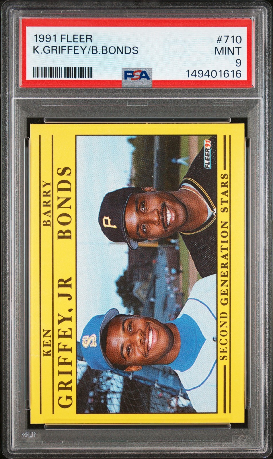 1991 FLEER #710 KEN GRIFFEY JR.-BARRY BONDS PSA 9