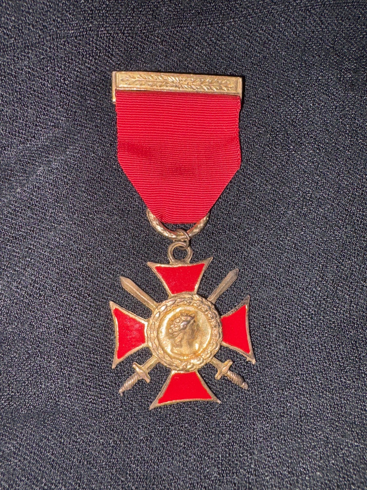Vintage Butler & Wilson Sphinx Maltese Cross Medal Brooch Red Enamel Numbered Vintage Butler & Wilson Sphinx Maltese Cross Medal Brooch Red Enamel Numbered