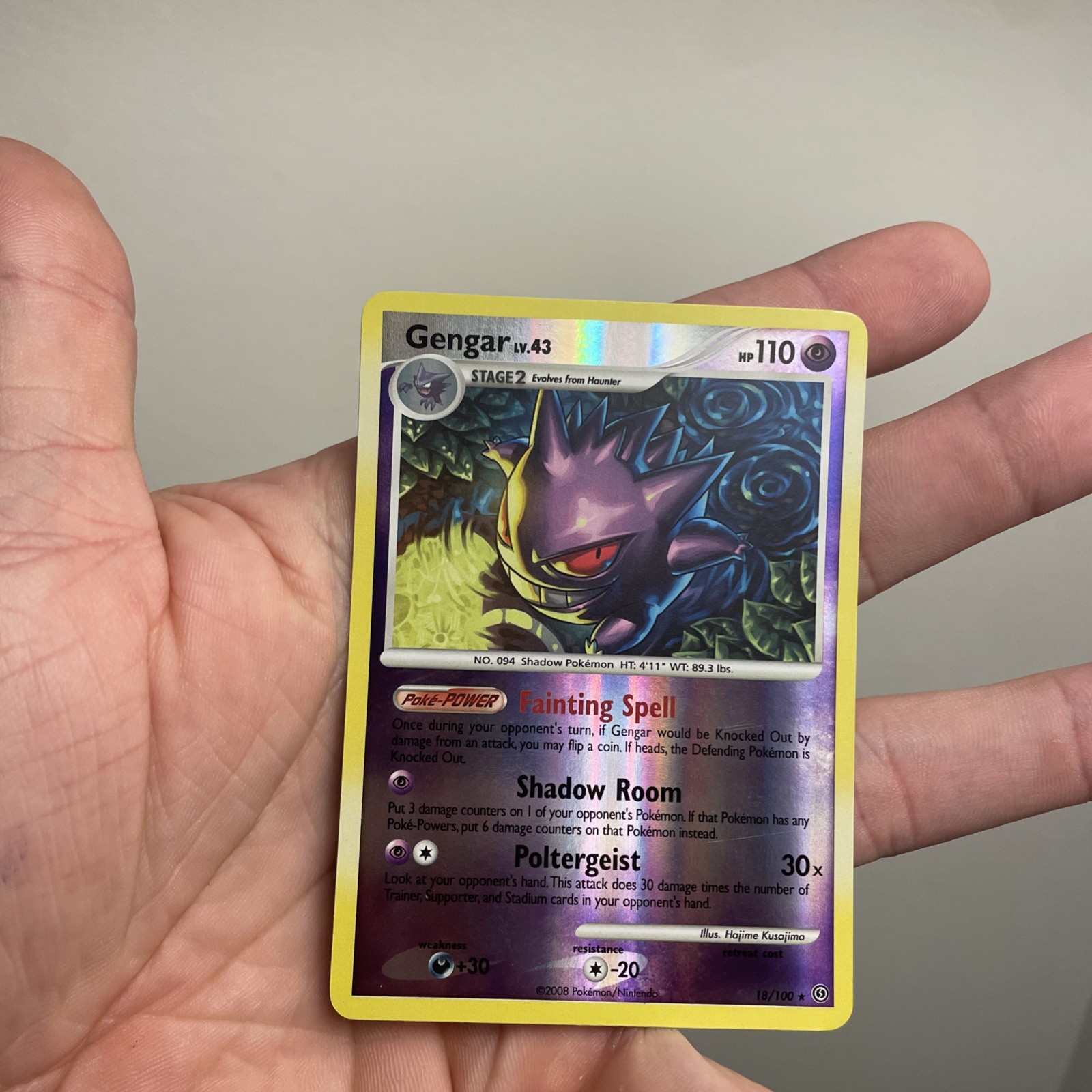 Pokemon TCG Stormfront Gengar 18/100 Reverse Holo Rare 2008 English 110HP Pokemon TCG Stormfront Gengar 18/100 Reverse Holo Rare 2008 English 110HP