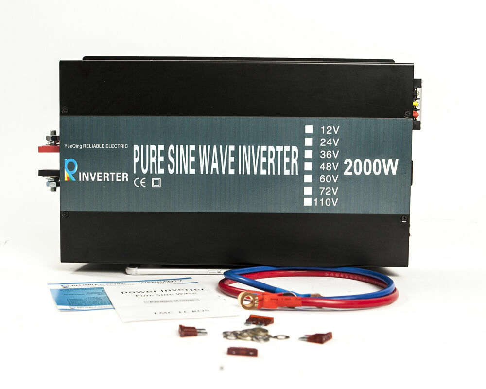 Pure Sine Wave Power Inverter 2000W 12/24V DC to 120/220/240V AC Solar Home