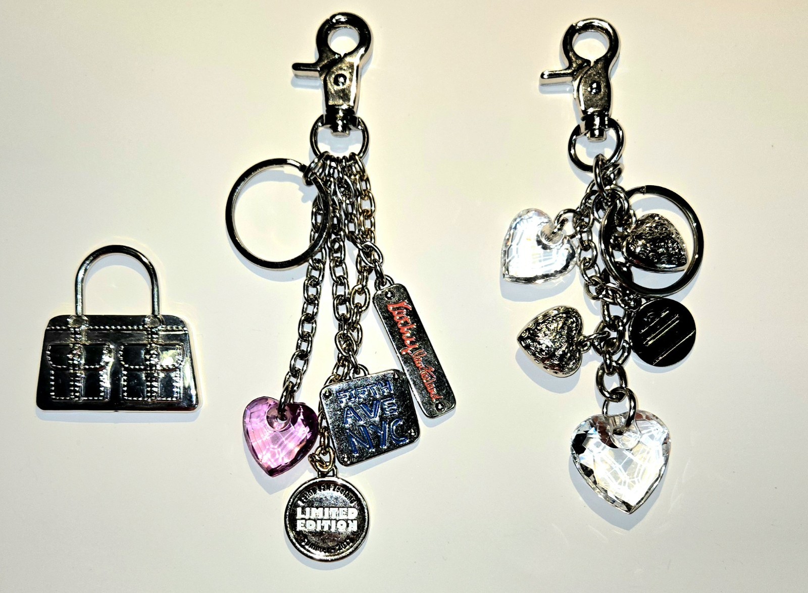Vintage Kathy Van Zeeland Purse Puffed Heart Crystal Purse Charms Miche Keychain