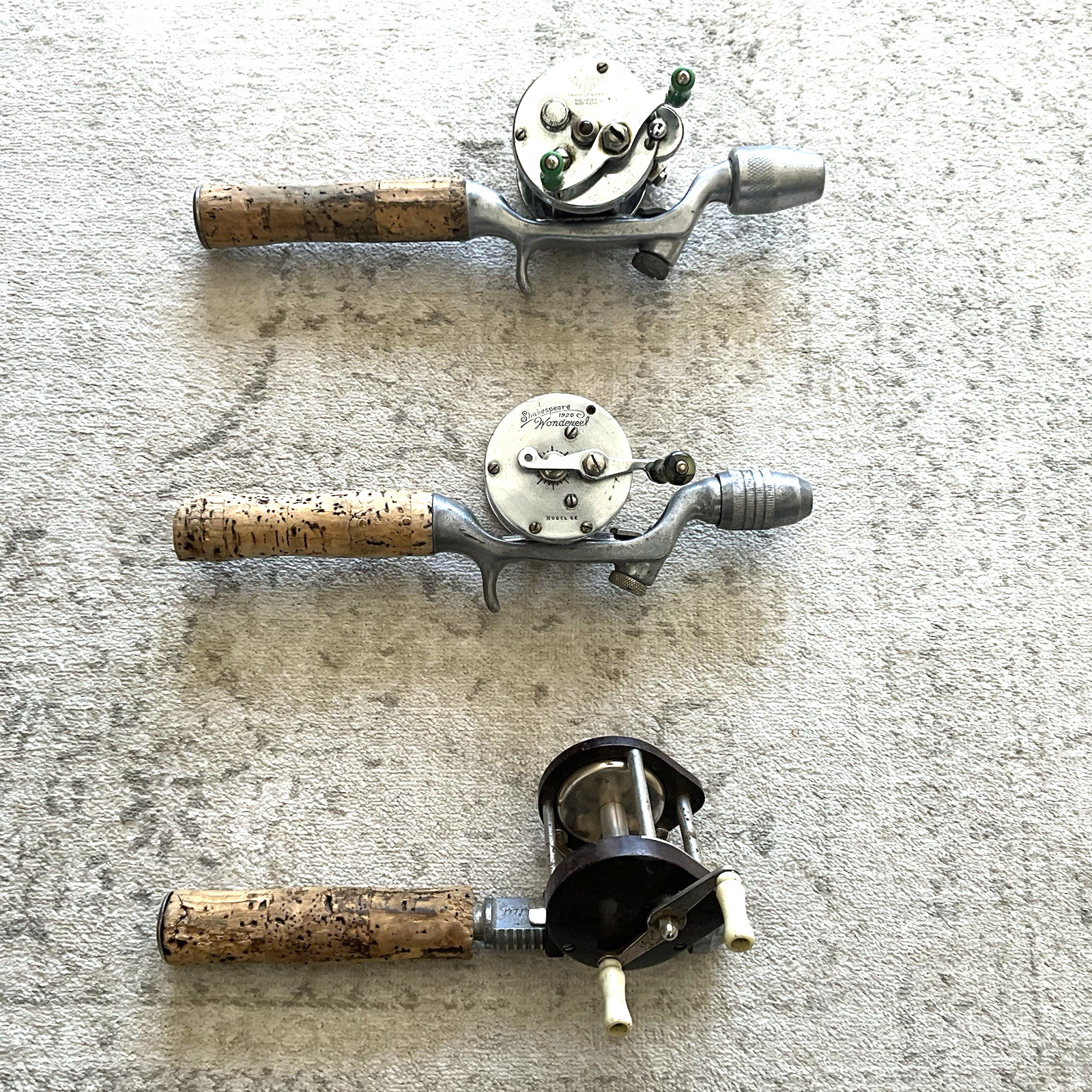 Pflueger Akron 1894, Ocean City 21, Shakespeare 1920 Wondereel Baitcasters Pflueger Akron 1894, Ocean City 21, Shakespeare 1920 Wondereel Baitcasters