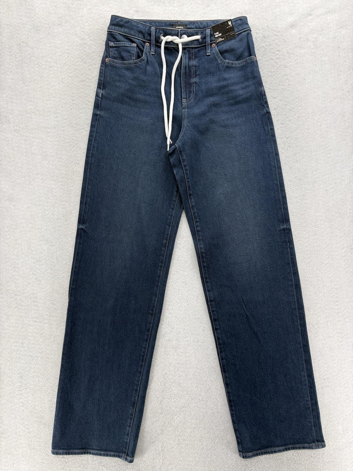 Express Flare High Rise Jeans Womens M Blue Med Wash Ultra Hyper Stretch Denim